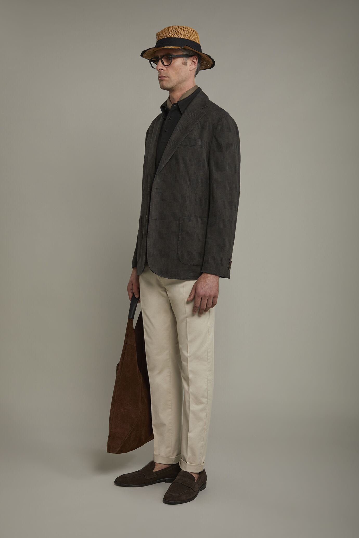 Pantalone chino uomo classico costruzione twill elasticizzato perfect fit image number 1