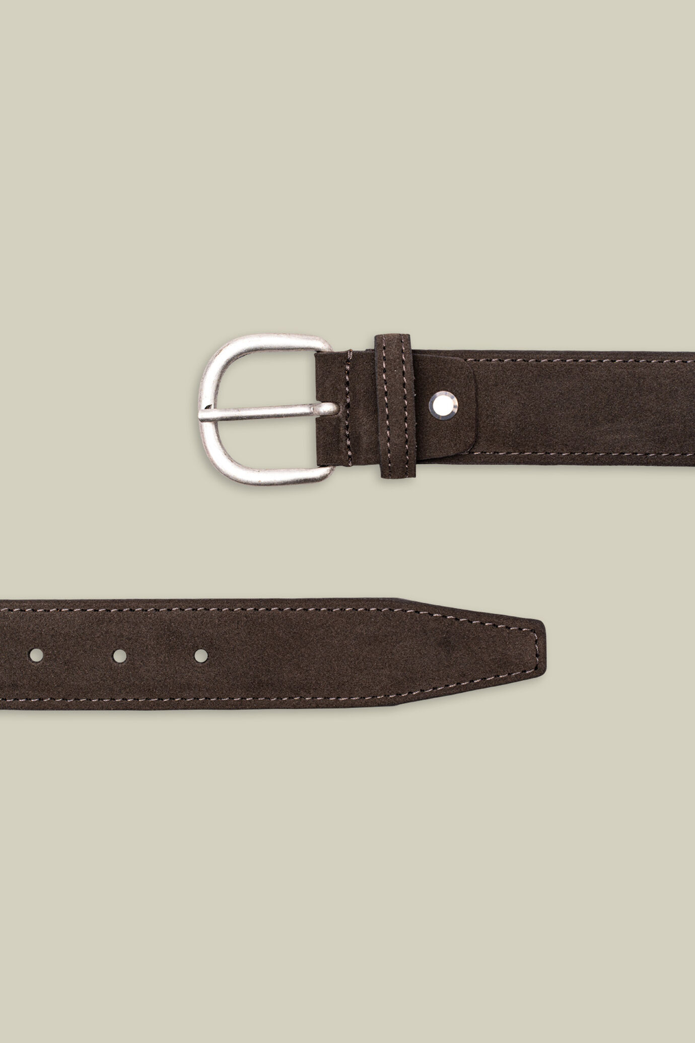 Classic men's belt in 100% suede leather with stitching image number 2