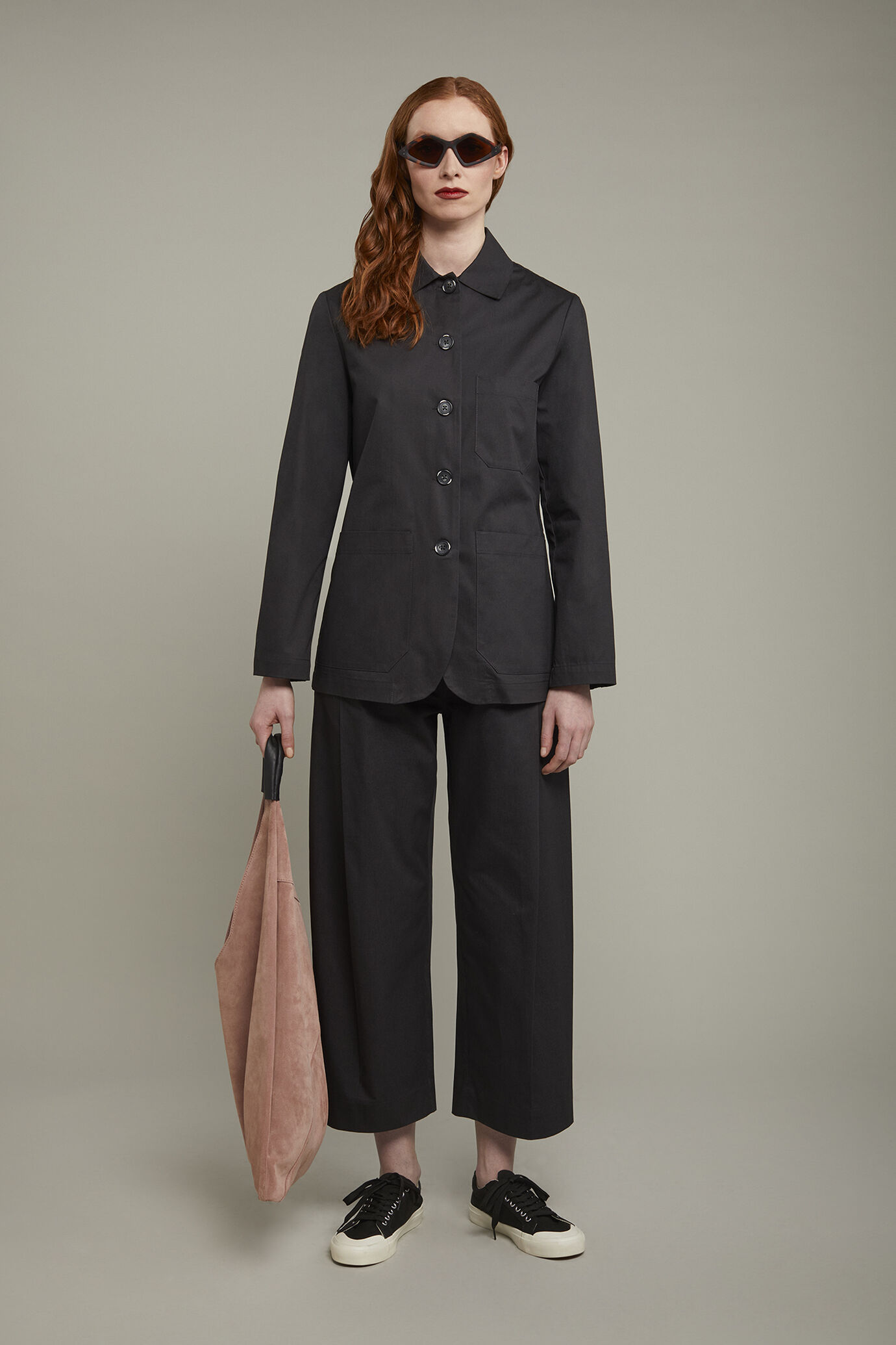 Pantalone donna 100% cotone tinta unita regular fit image number 0