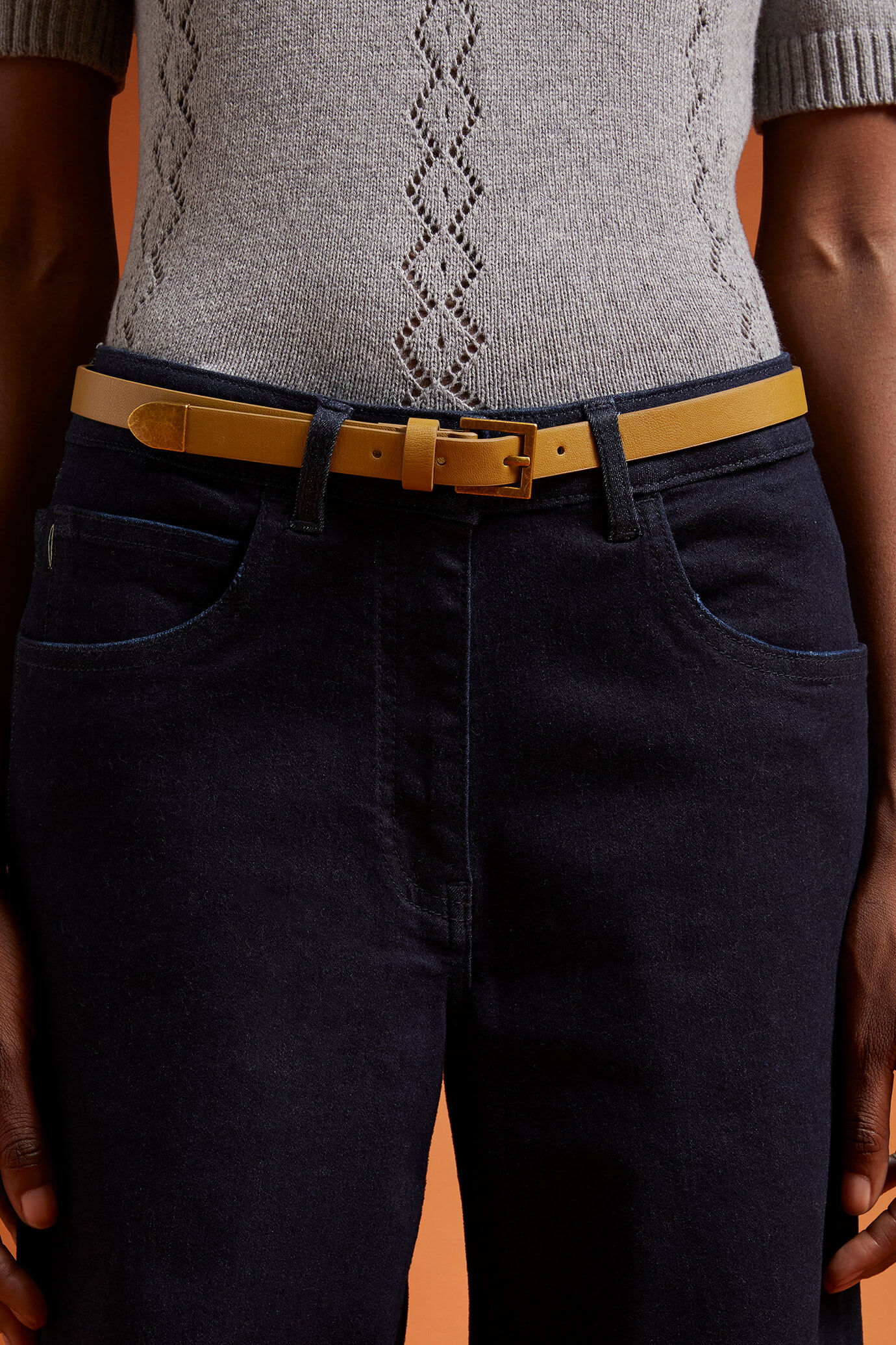 Damengürtel mit Lederbesatz image number 1