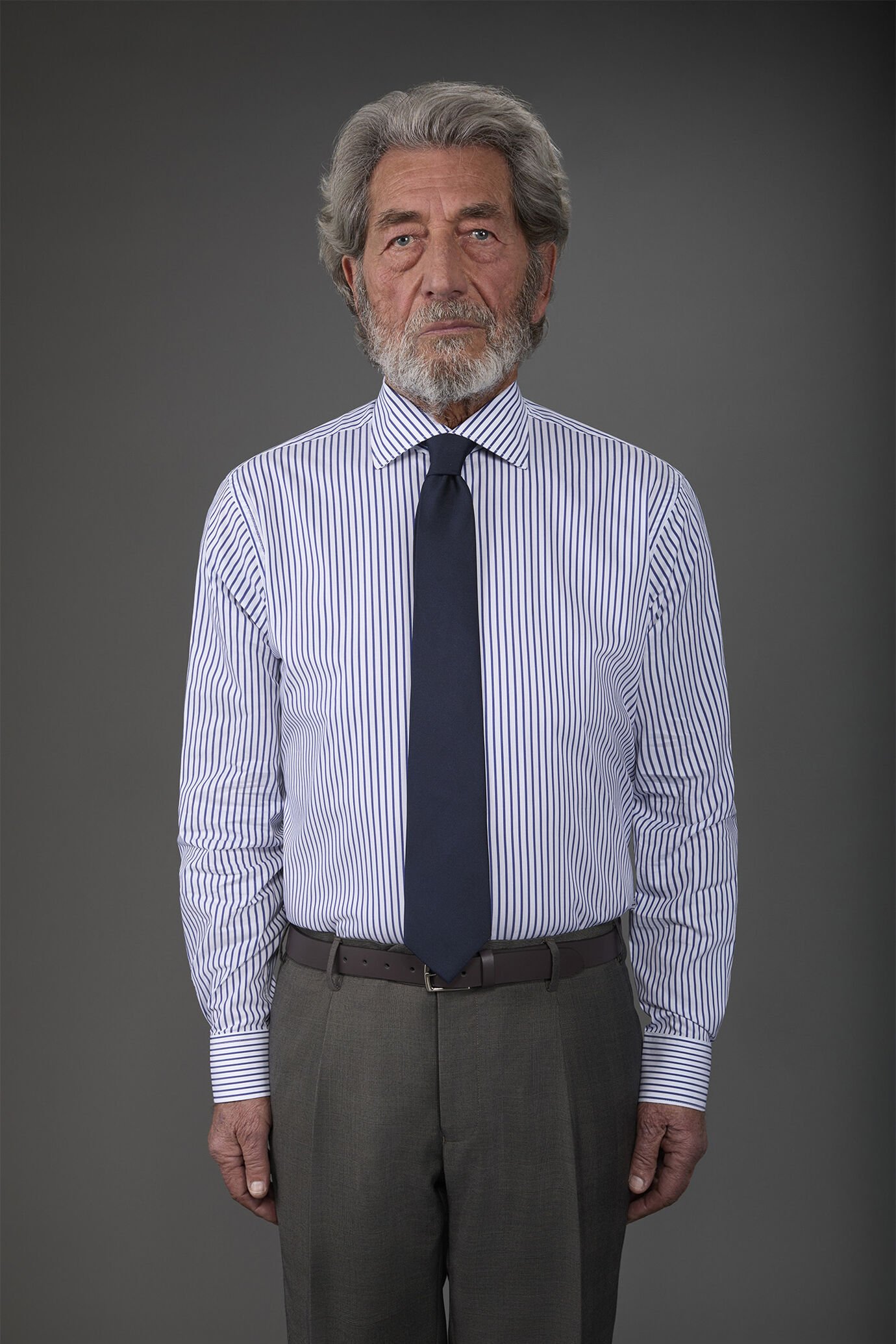 Camicia uomo tecnica a righe collo classico adatta ai gemelli