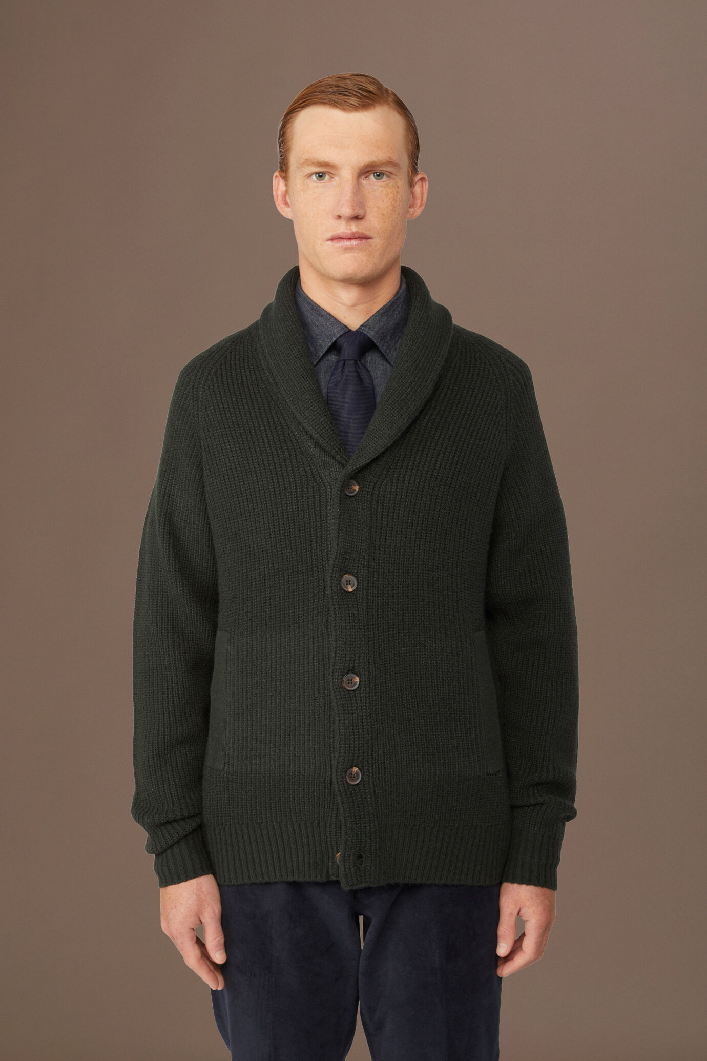 Gestrickte Strickjacke f&uuml;r Herren in englischer Strickoptik regul&auml;re Passform image number 0