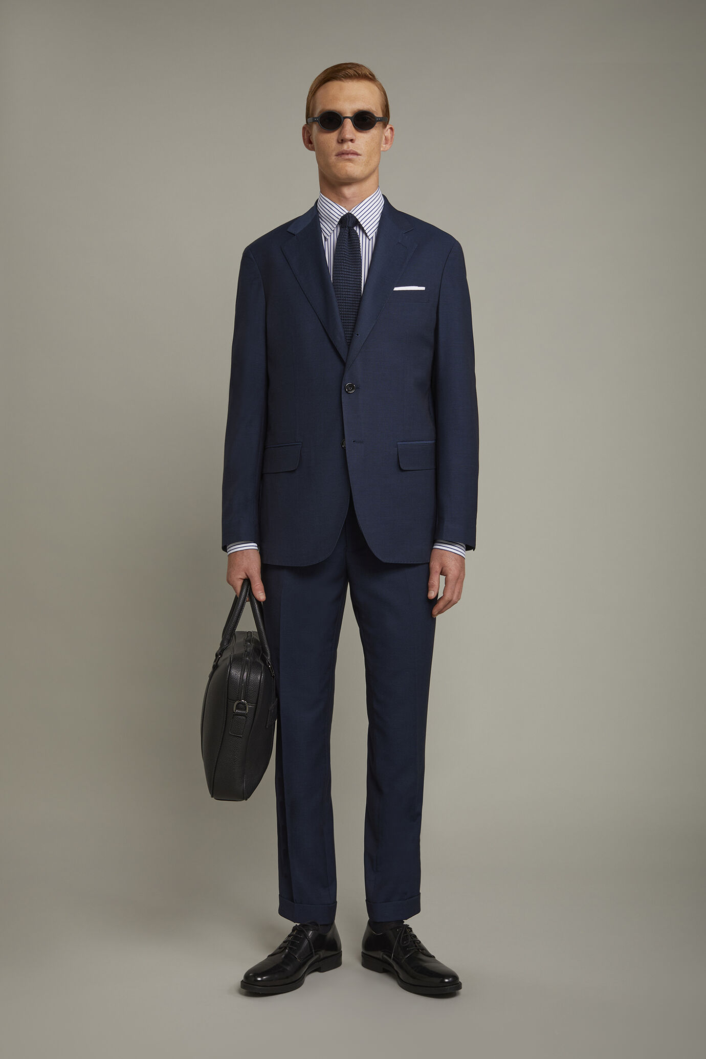 Men's single-breasted suit with regular fit partridge eye design