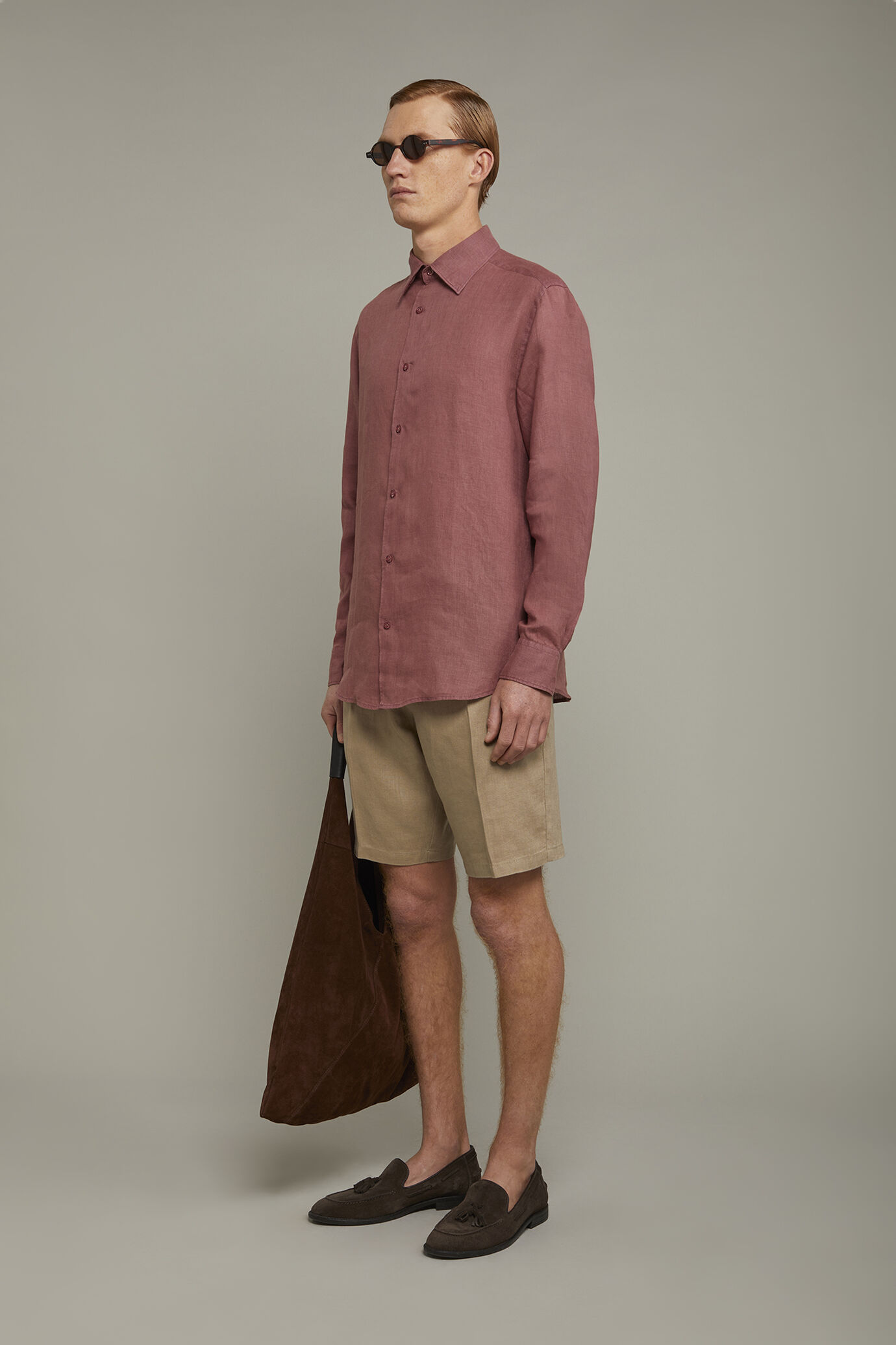 Men’s casual shirt classic collar 100% linen comfort fit image number 1