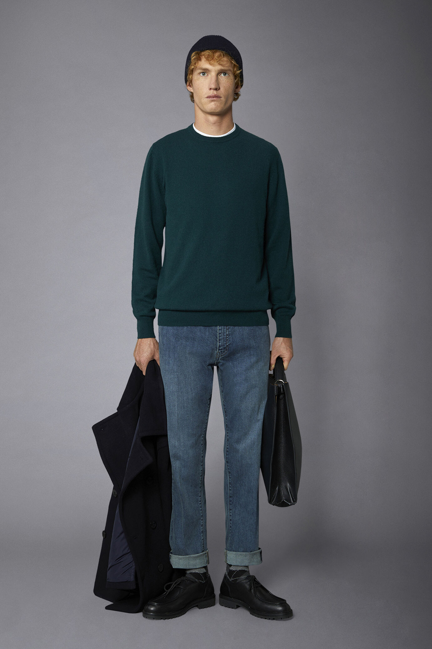 Men's 100% cashmere regular fit roundneck sweater