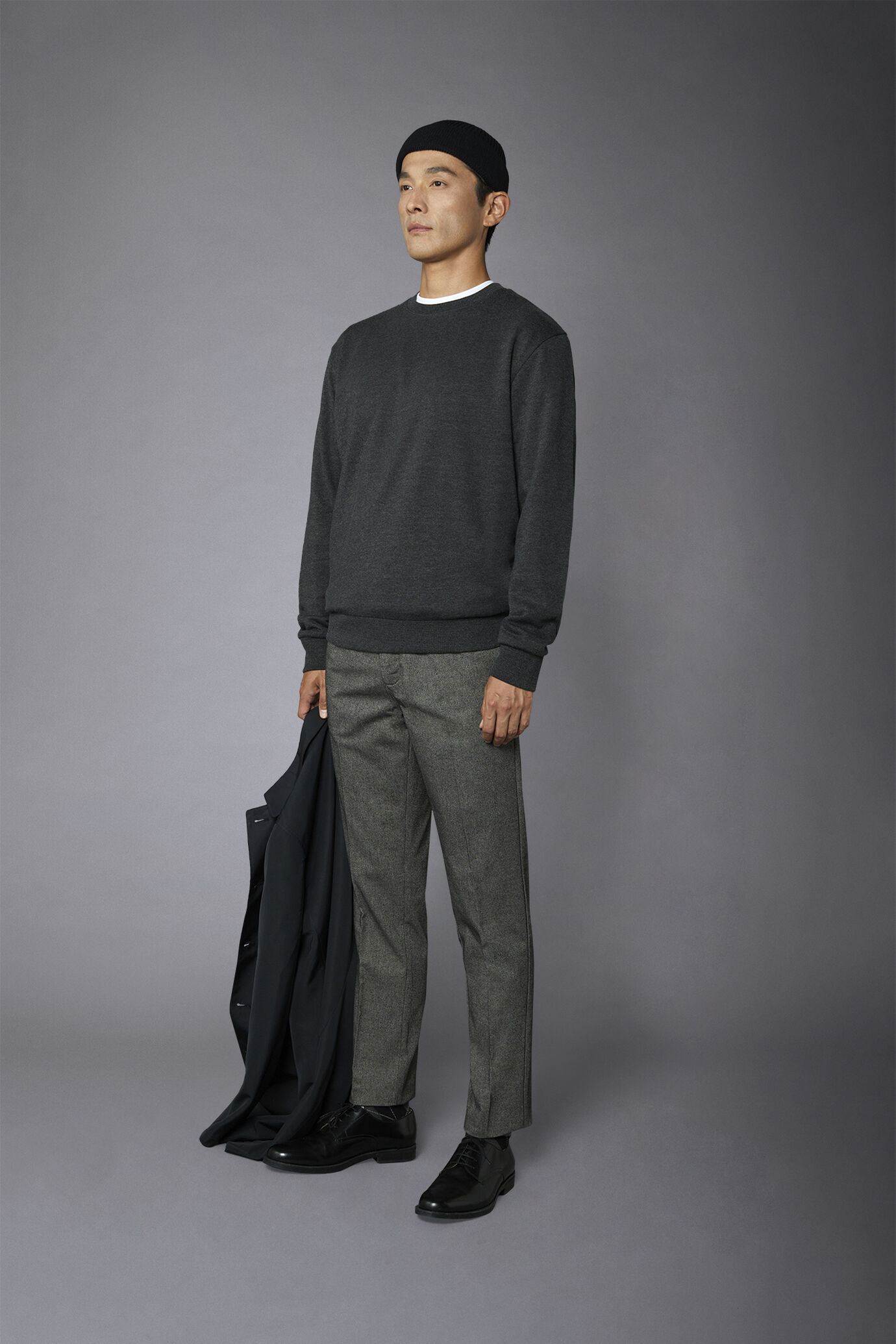 Pantalone chino uomo tessuto in cotone mano lana tweed regular fit image number 3