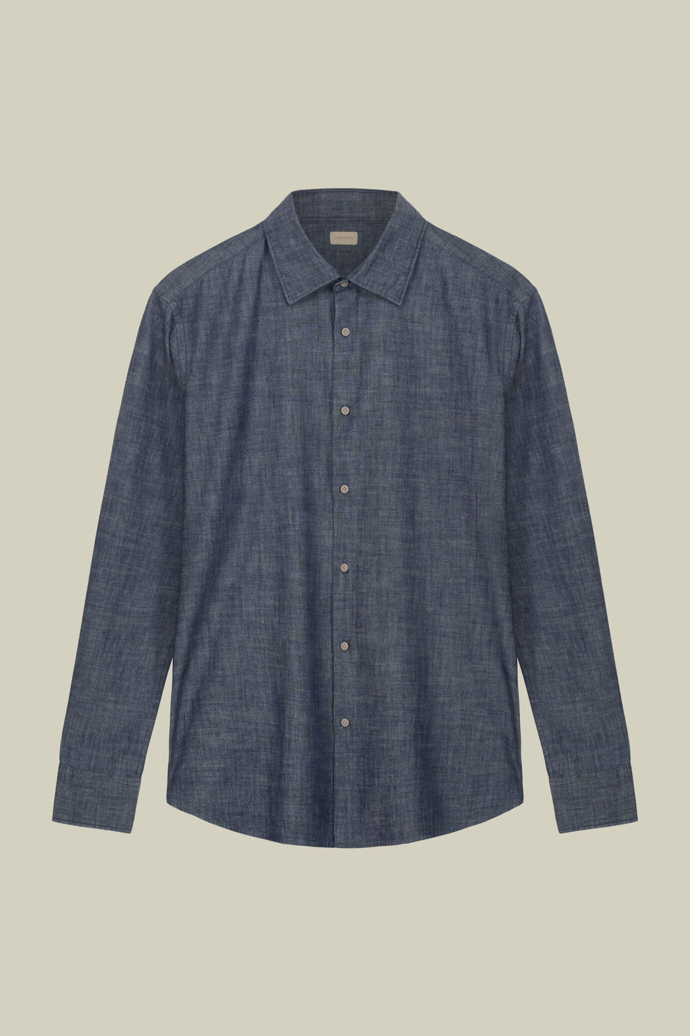 Camicia uomo casual in tessuto 100% cotone chambray lavato image number 4