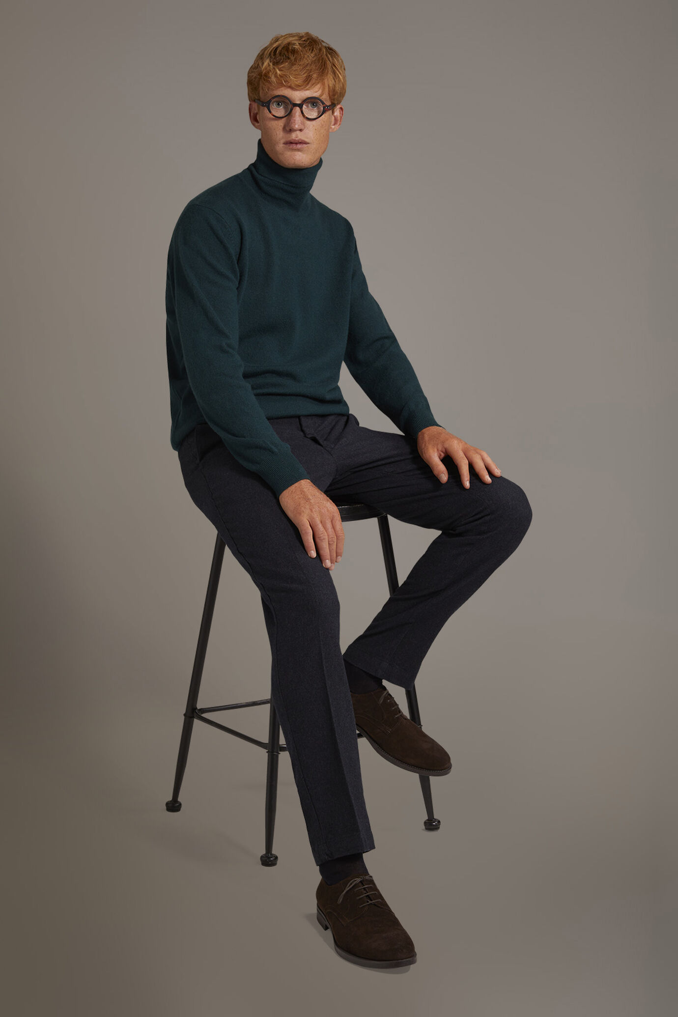 Pantalone chino regular fit tessuto tinto filo melange twill image number 0