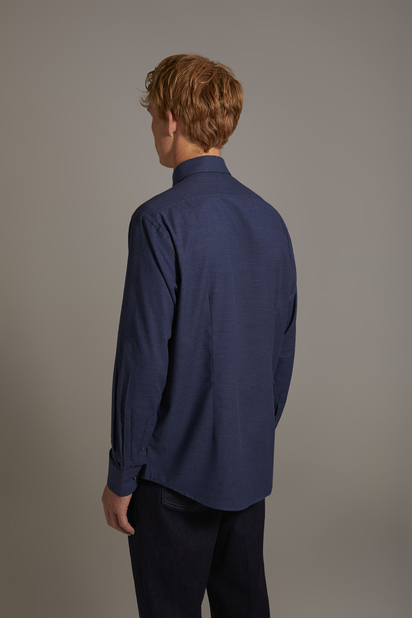 Casual shirt with french collar comfort fit melange yarn-dyed herringbone image number 2