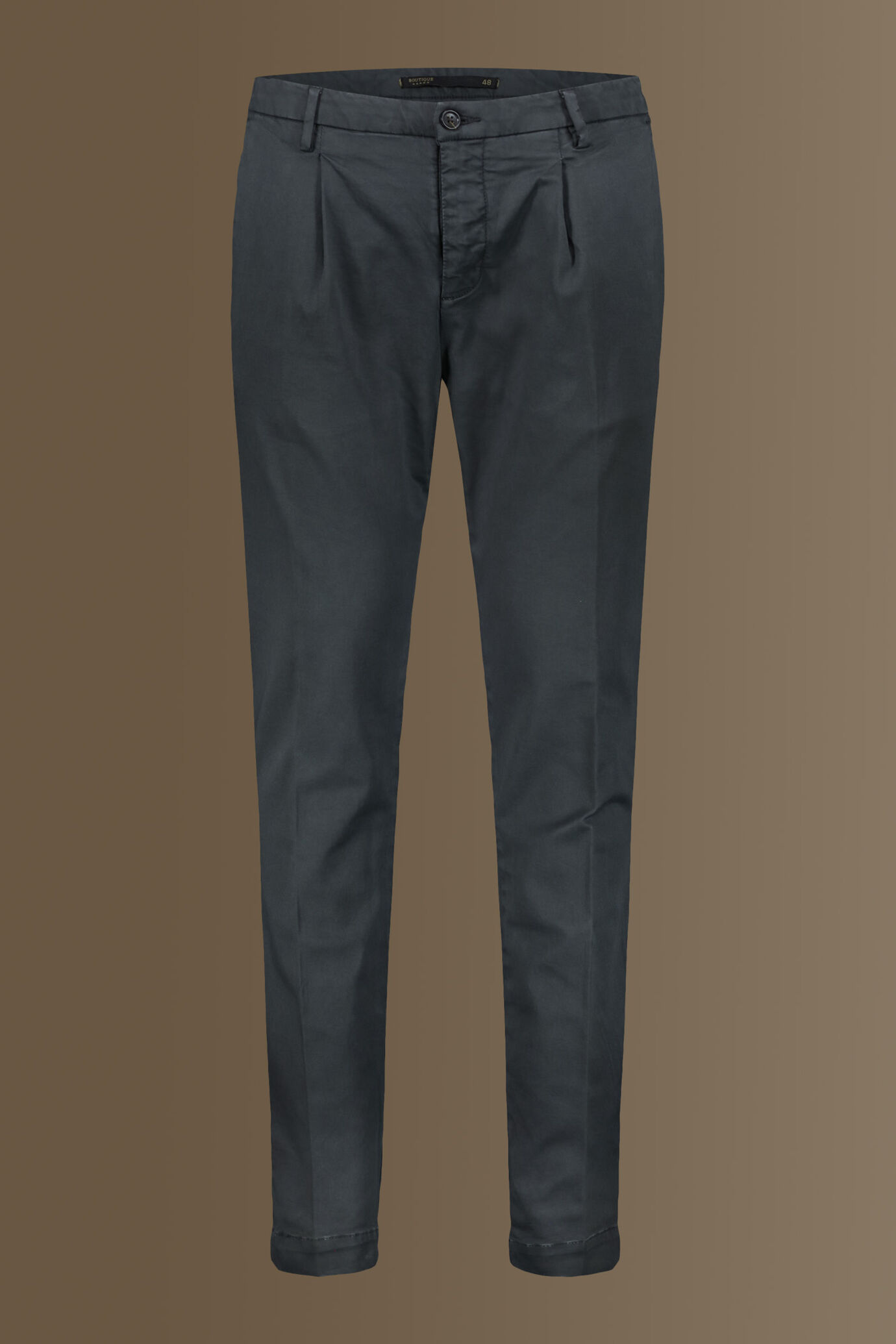 Pantalone chino con pinces singola tessuto in raso elasticizzato image number 4