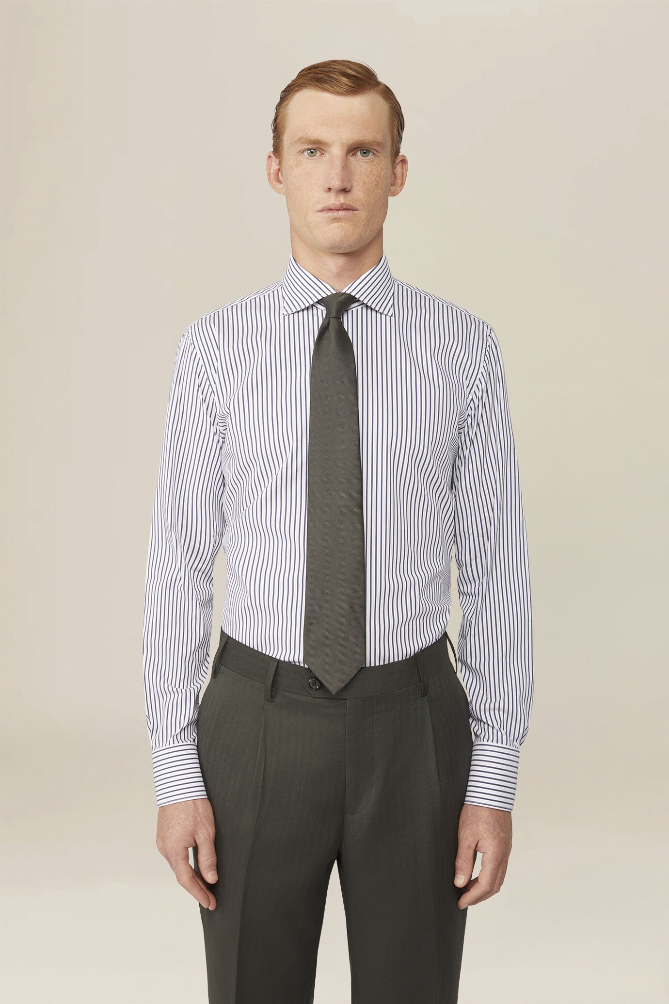 Camicia uomo tecnica a righe adatta ai gemelli image number 0