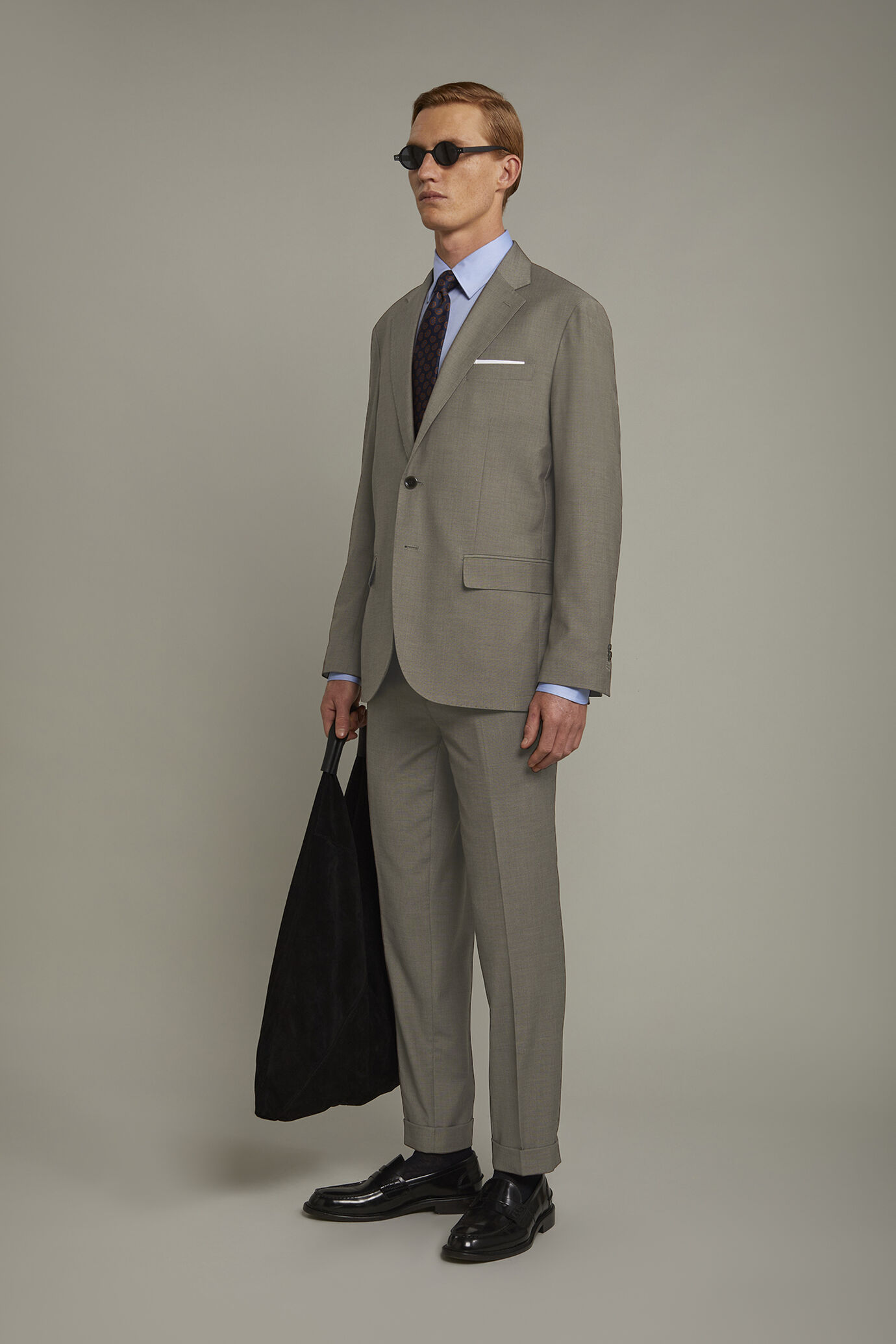 Men's single-breasted suit with regular fit bird's eye design image number 1