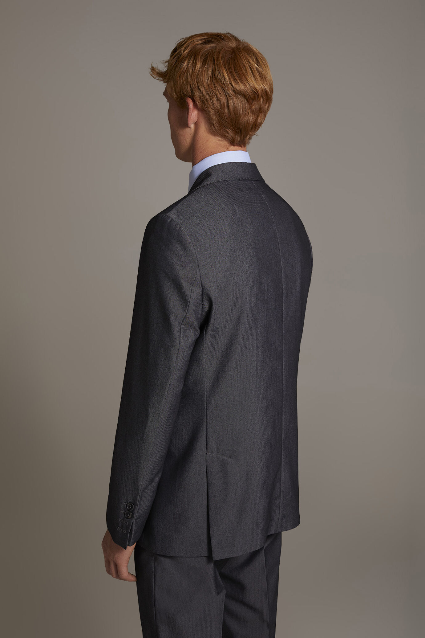 Single breasted suit flat trousers herringbone fabric image number 4