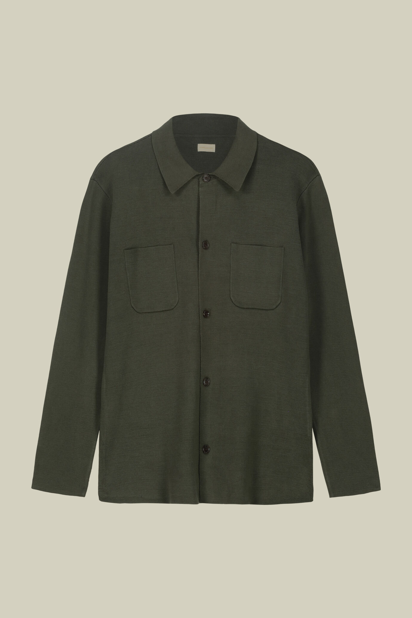 Men's shirt jacket with patch pockets, 100% cotton milano rib knit