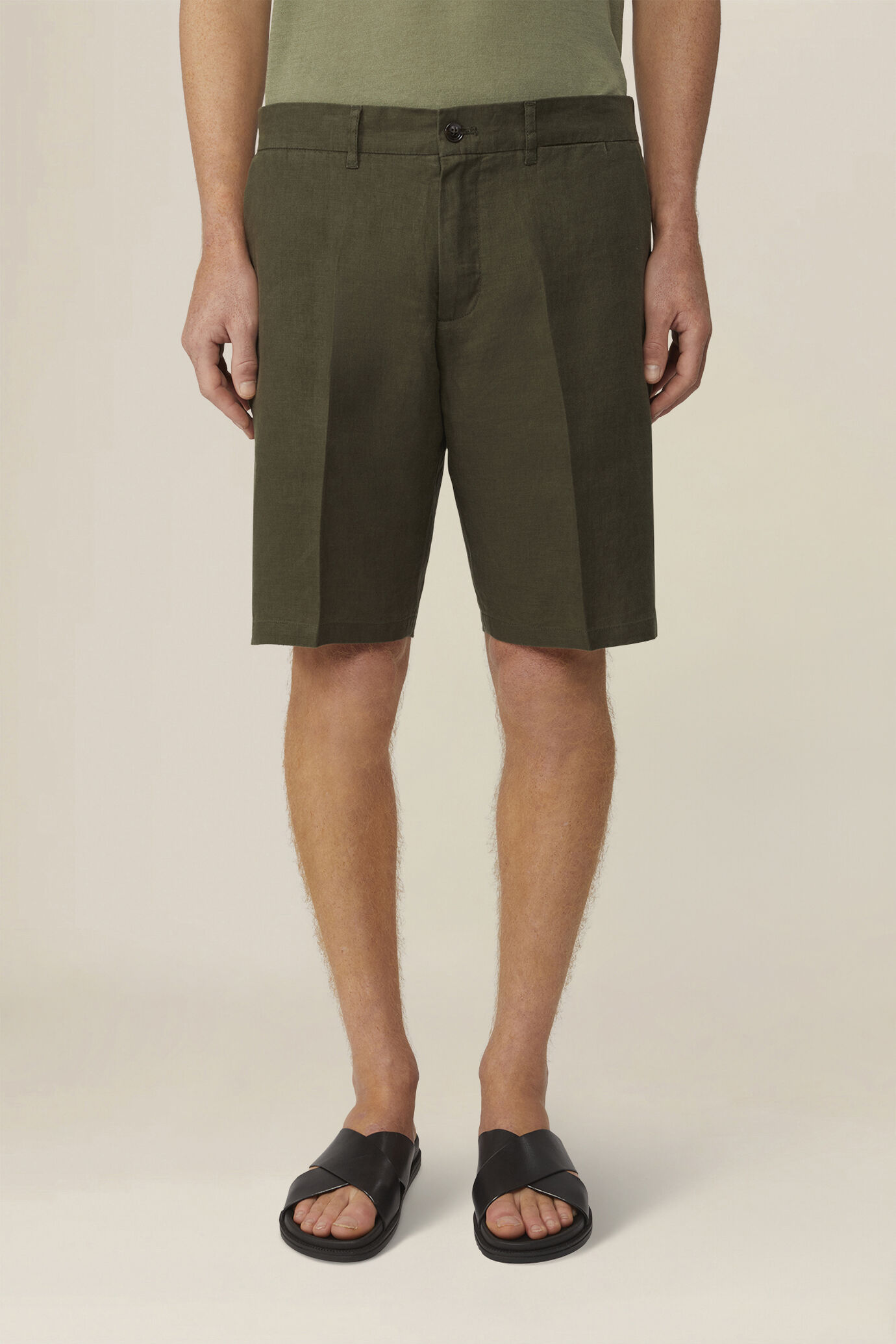 Men's 100% linen Bermuda shorts, regular fit image number 1