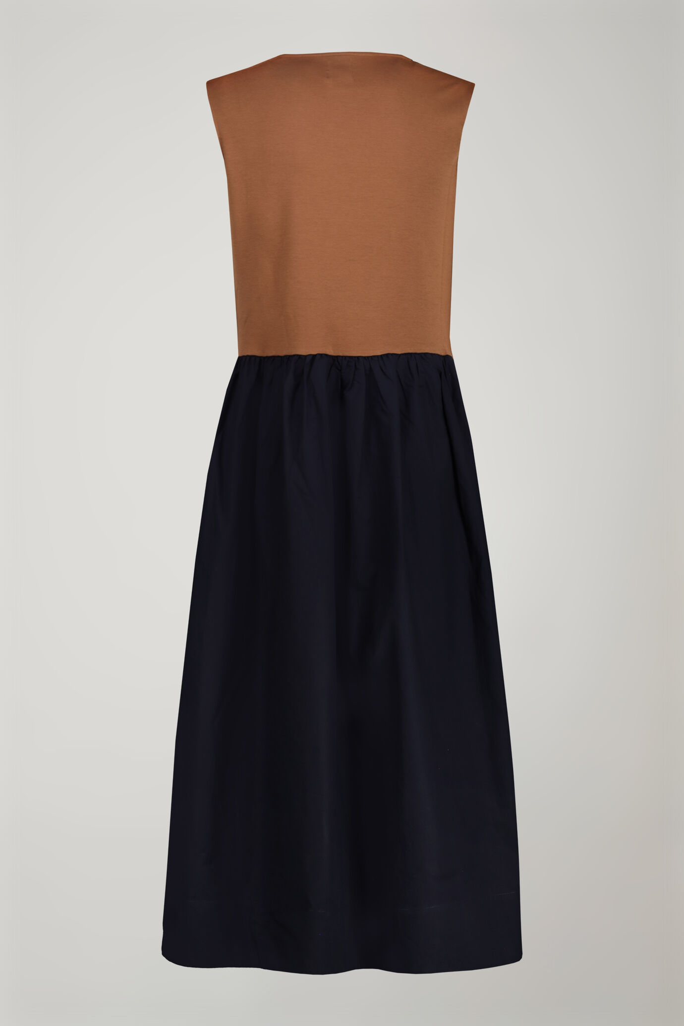 Abito midi donna smanicato bicolore 100% cotone in jersey regular fit image number 5