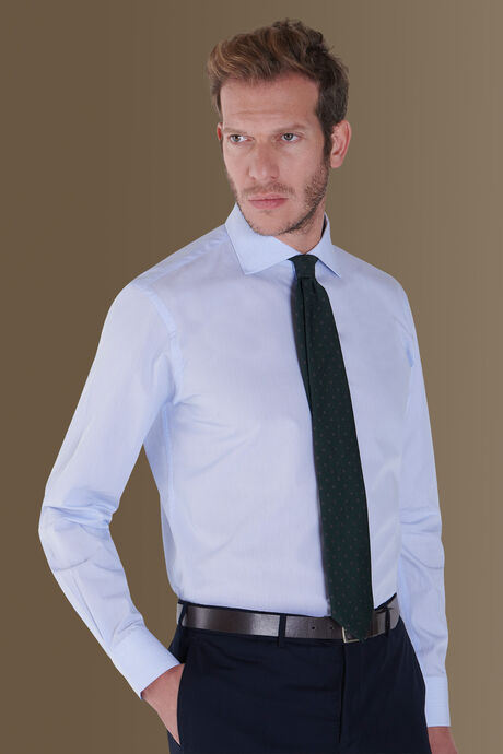 Camicia classica collo francese 100% cotone tinto filo a righe sottili