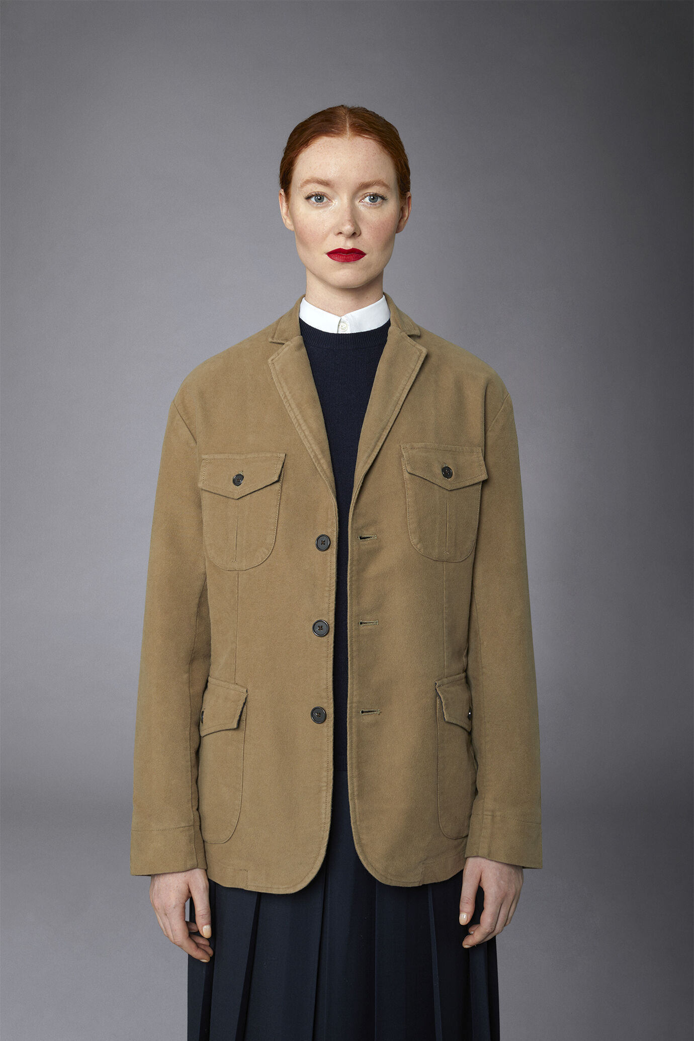 Genderless field jacket in plain moleskin regular fit image number 6