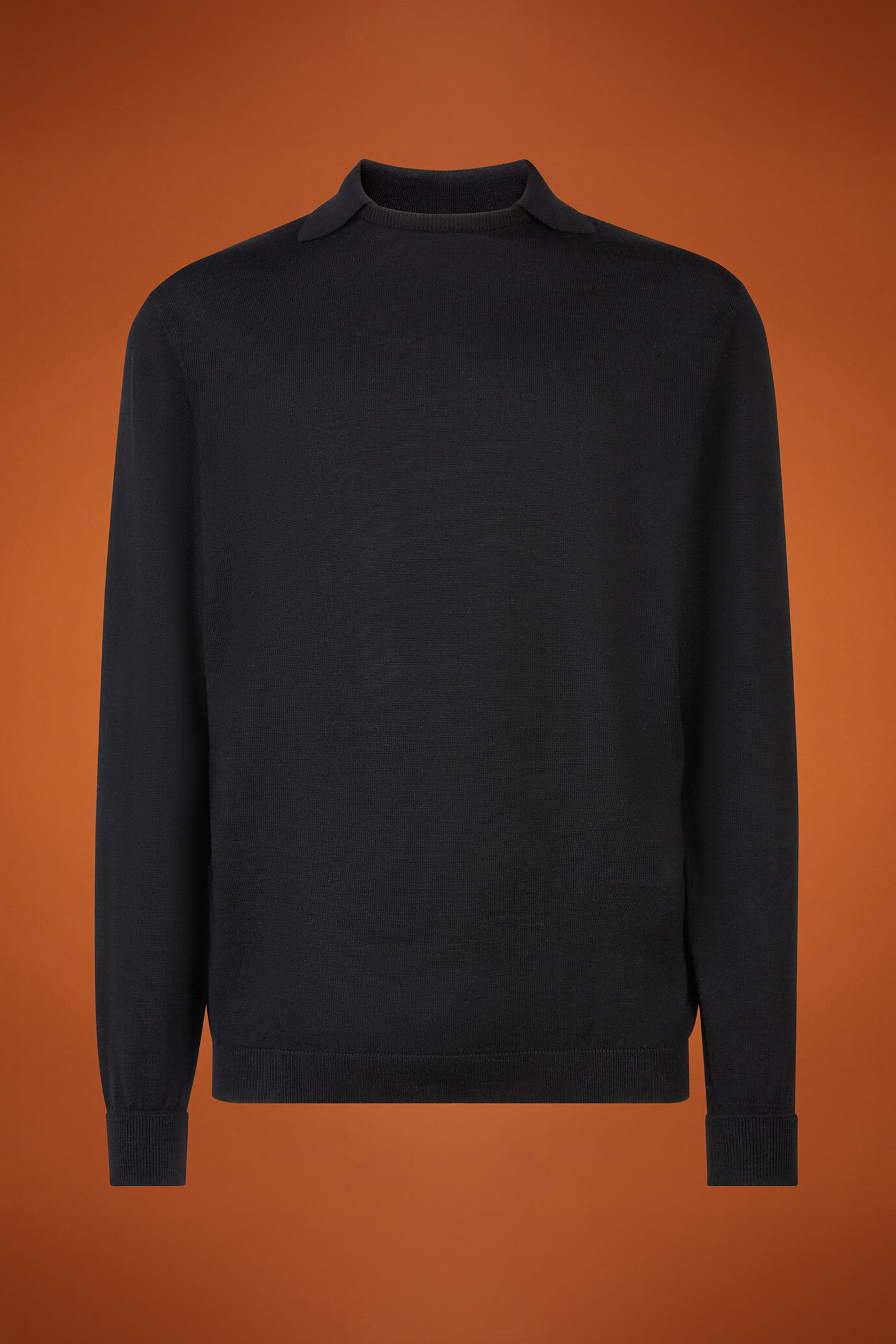 Herren-Pullover mit Rundhalsausschnitt und Polokragen aus 100 % extrafeine Merinowolle in normaler Passform image number 4