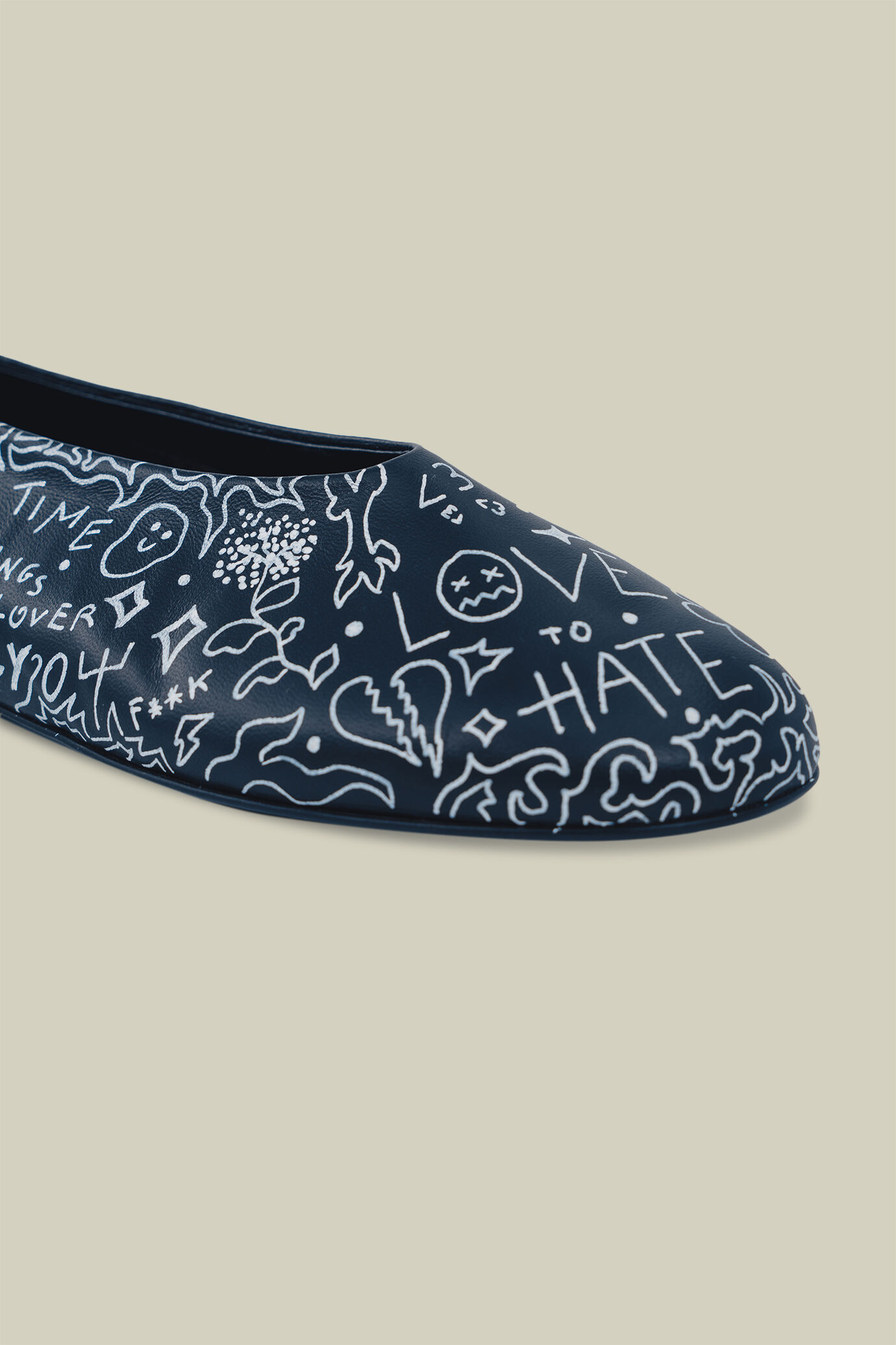Damen-Ballerinas 100 % Leder handbemalt "Imperfection” Limitierte Edition image number 5