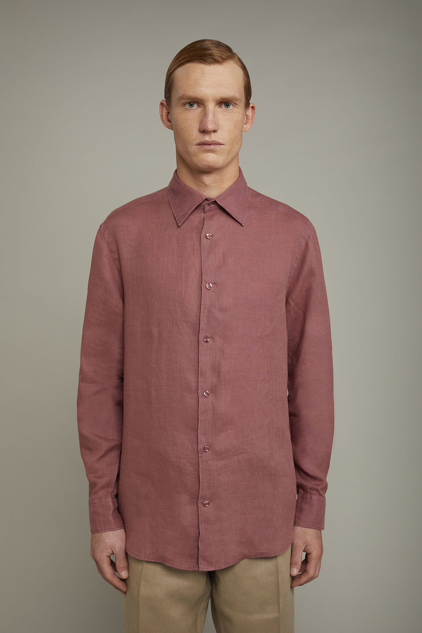 Men’s casual shirt classic collar 100% linen comfort fit image number 2
