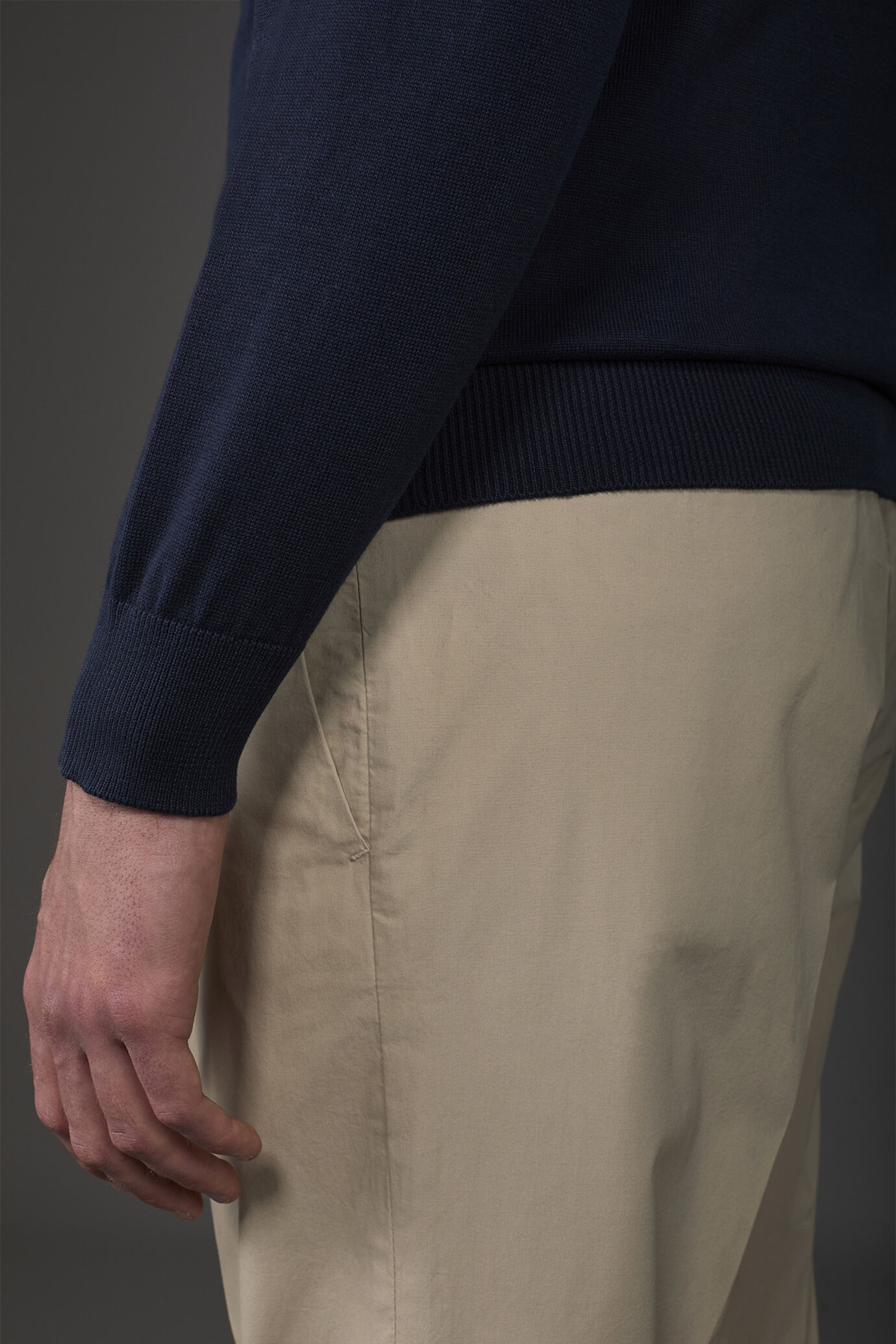 Pull col rond homme 100% coton bio-washed image number 3