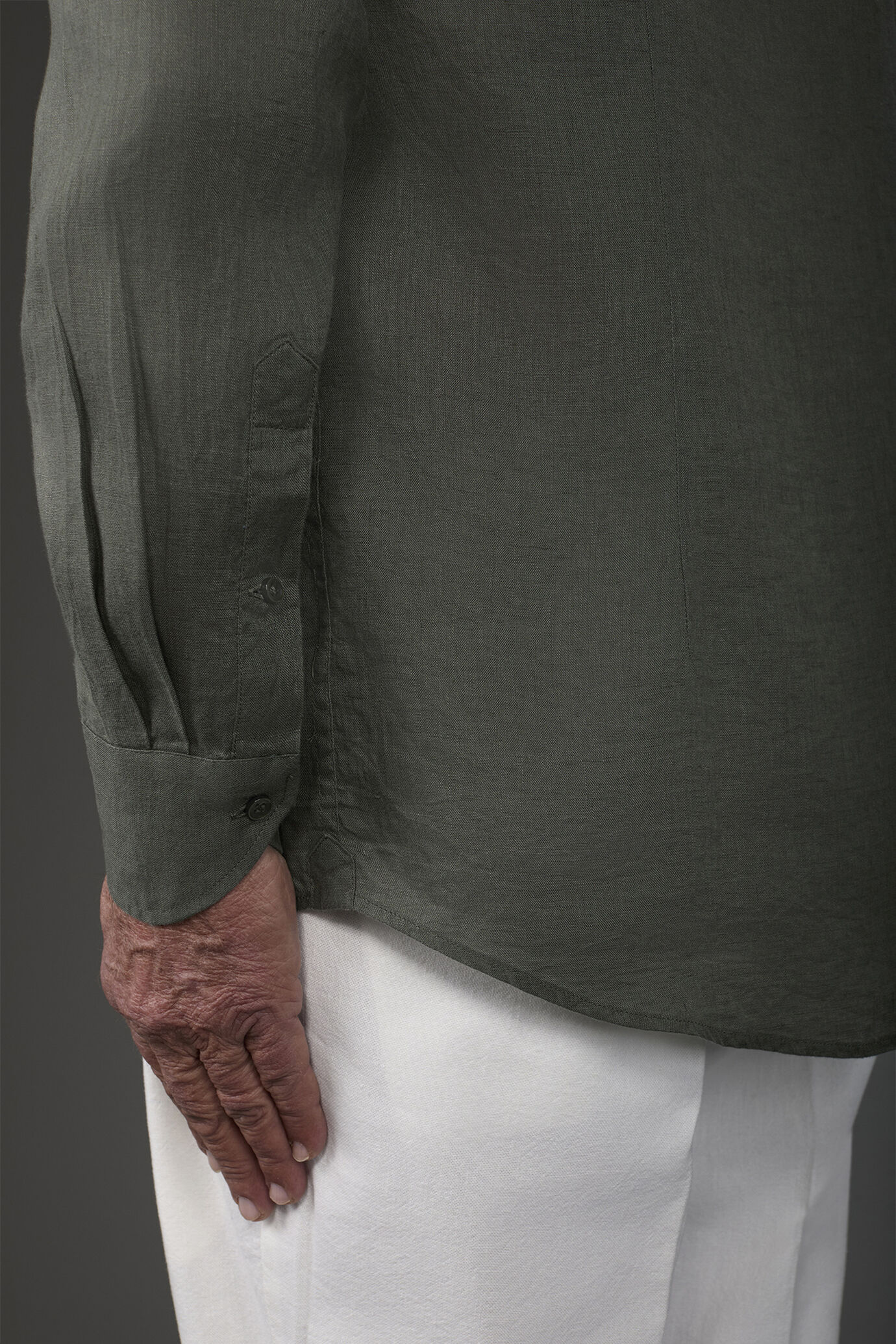 Men's casual shirt with classic collar, 100% linen image number 3