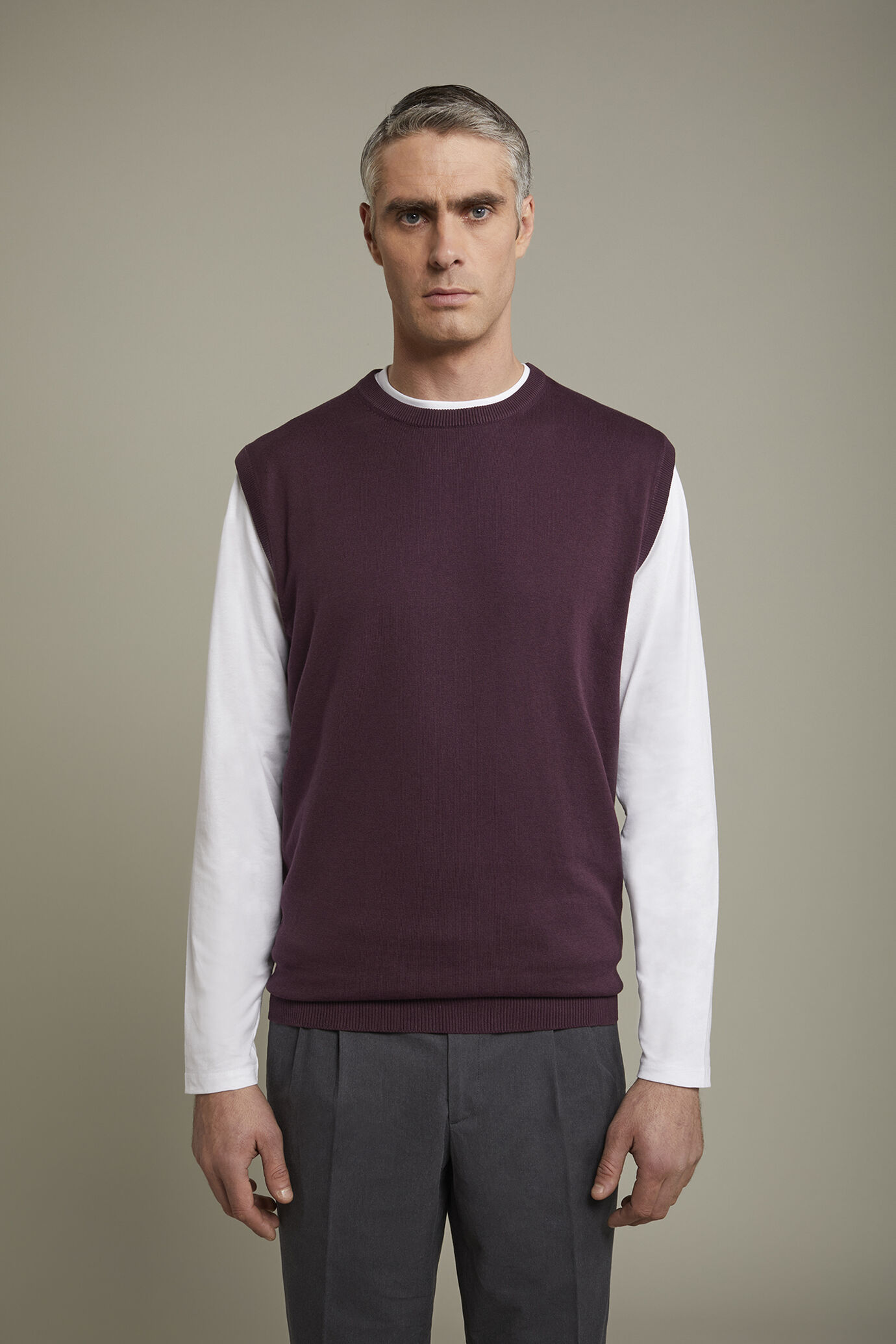 Gilet homme col rond 100 % coton coupe régulière image number 2