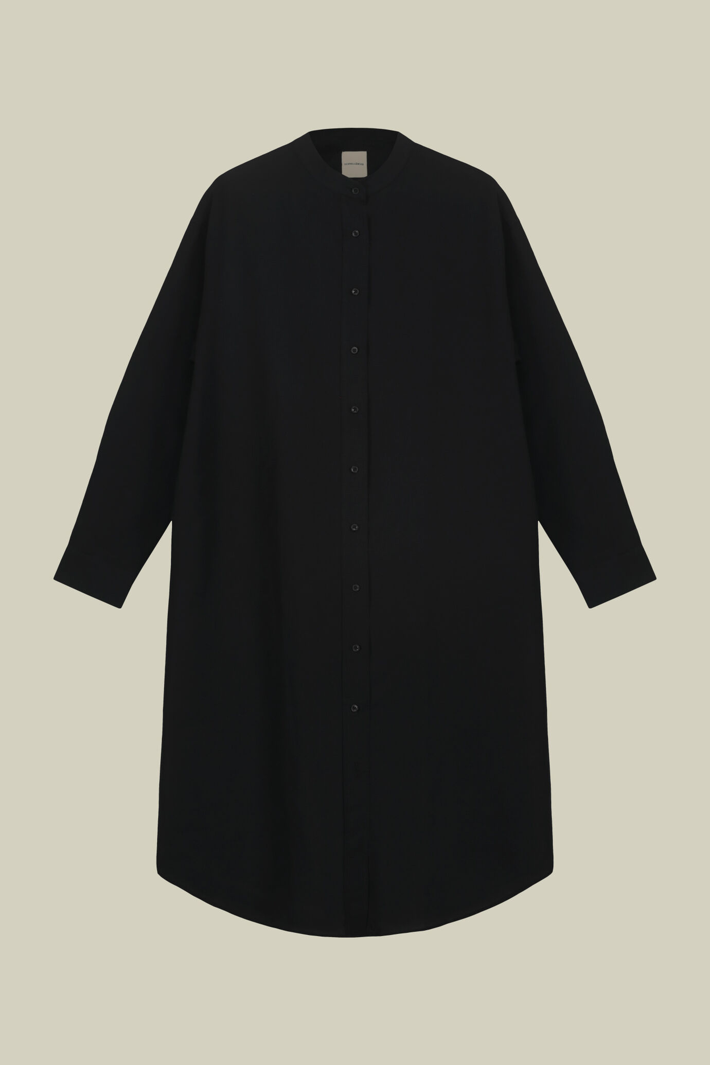 Midi shirt dress with long sleeves and mandarin neckline image number 4