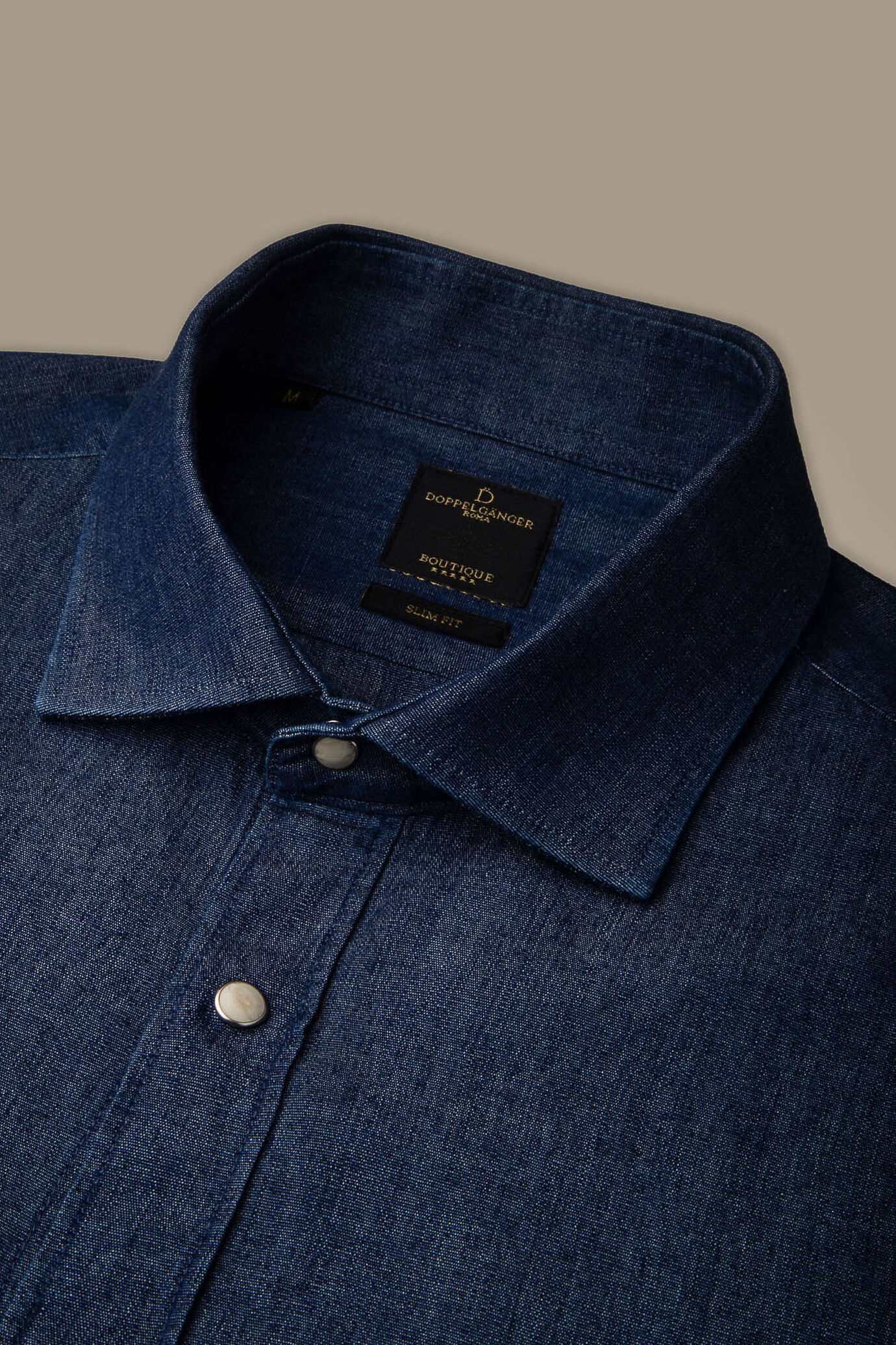 French collar casual shirt denim solid colour image number 5