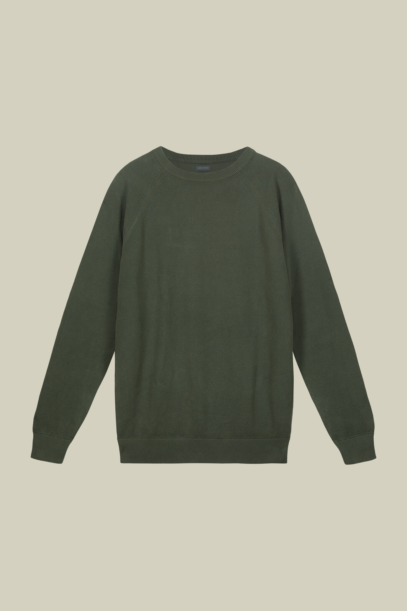 Herren-Pullover mit Rundhalsausschnitt aus reiner Baumwolle mit Raglanärmeln