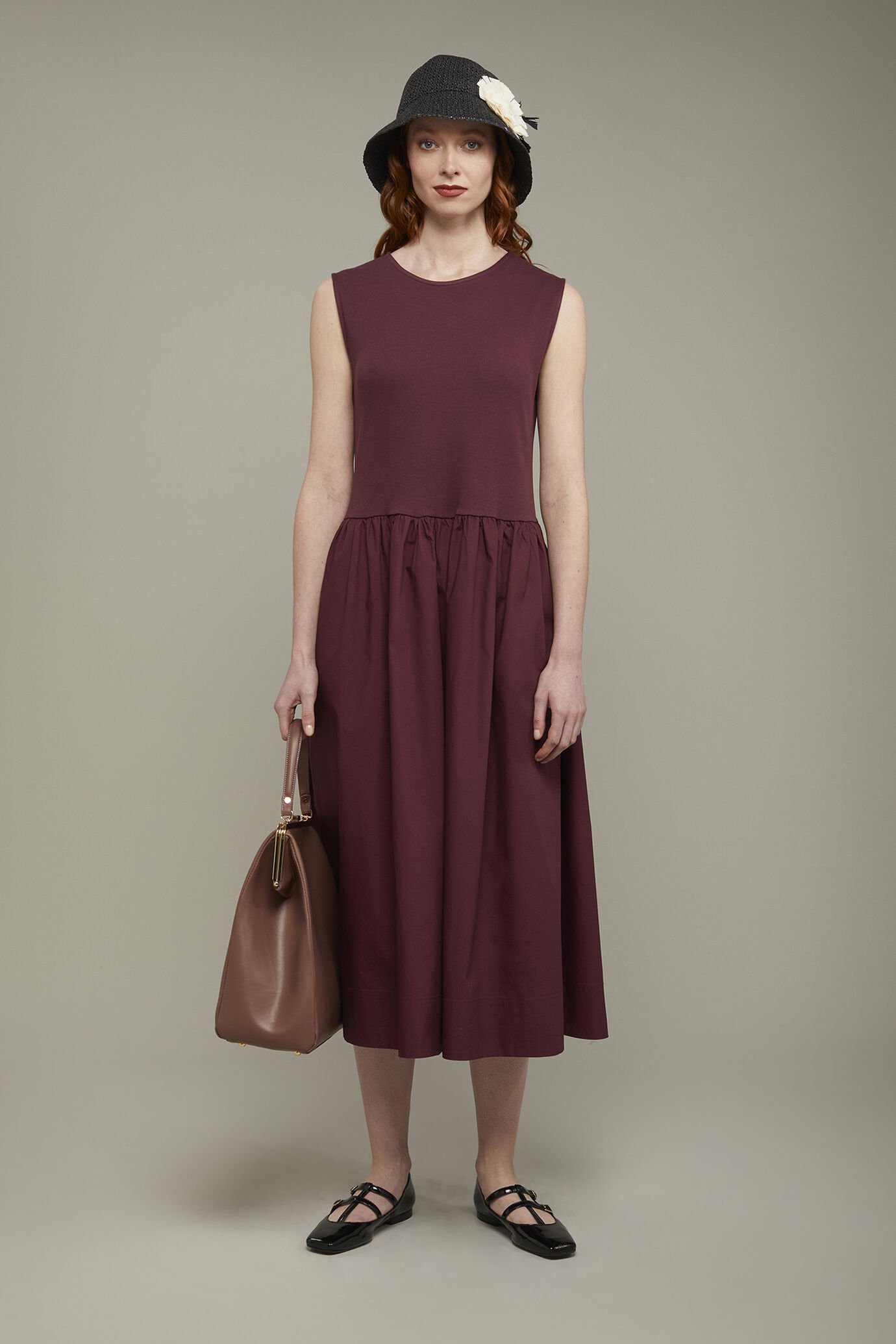 Abito midi donna smanicato 100% cotone in jersey regular fit image number 0