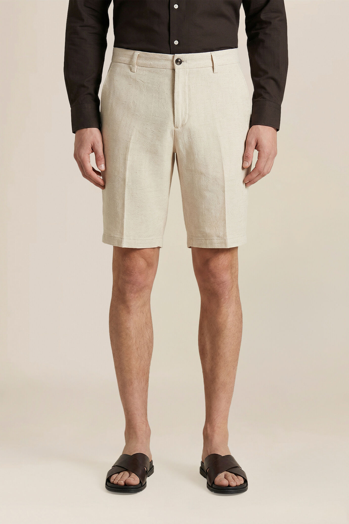 Herren-Bermudashorts aus Leinen-Baumwoll-Mischgewebe mit Kordelzug image number 1