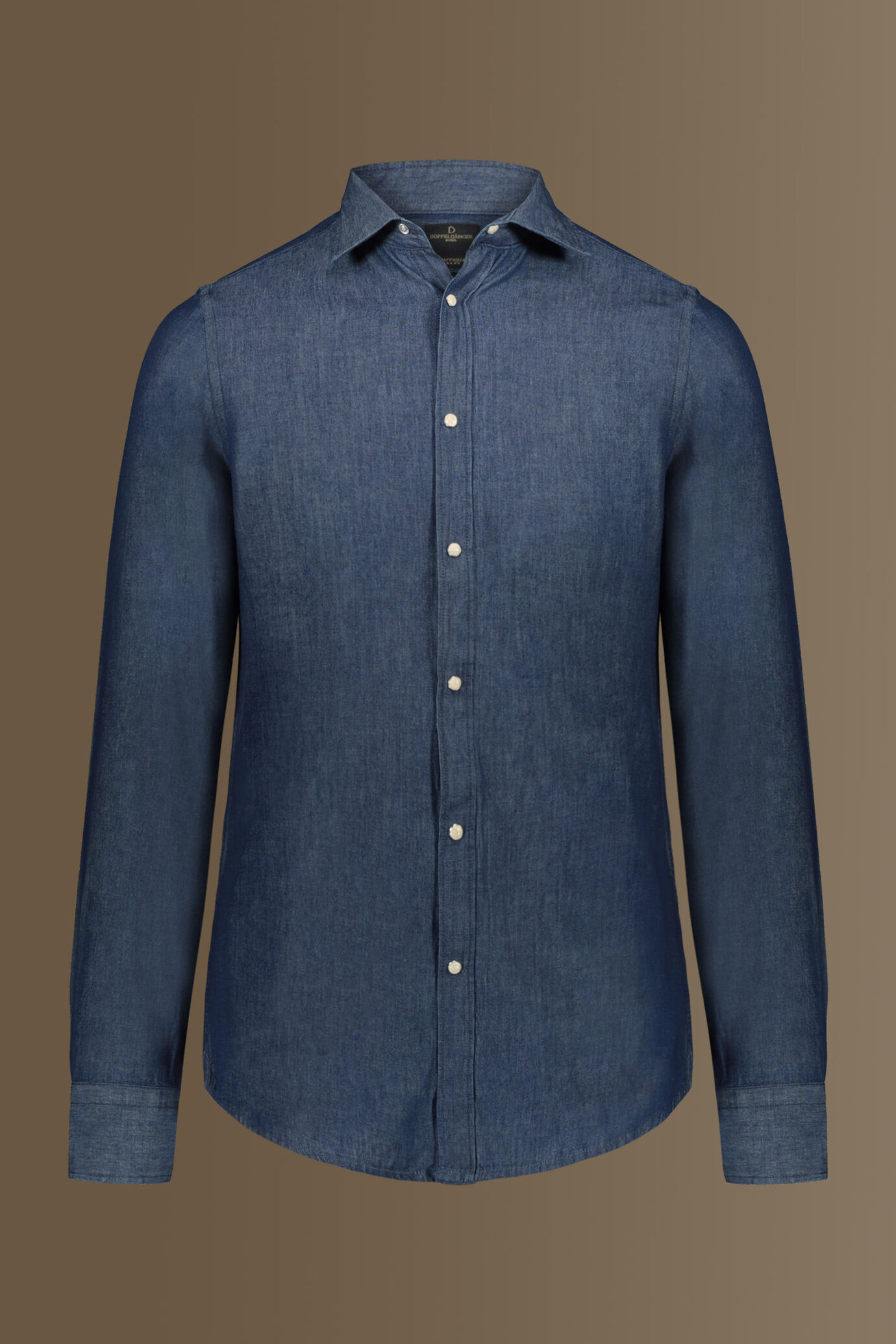 French collar casual shirt denim solid colour image number 4