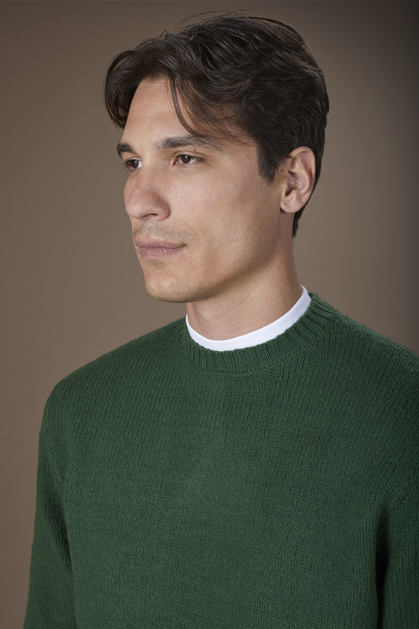 Pull homme à col rond, 100% laine, coupe classique image number 2