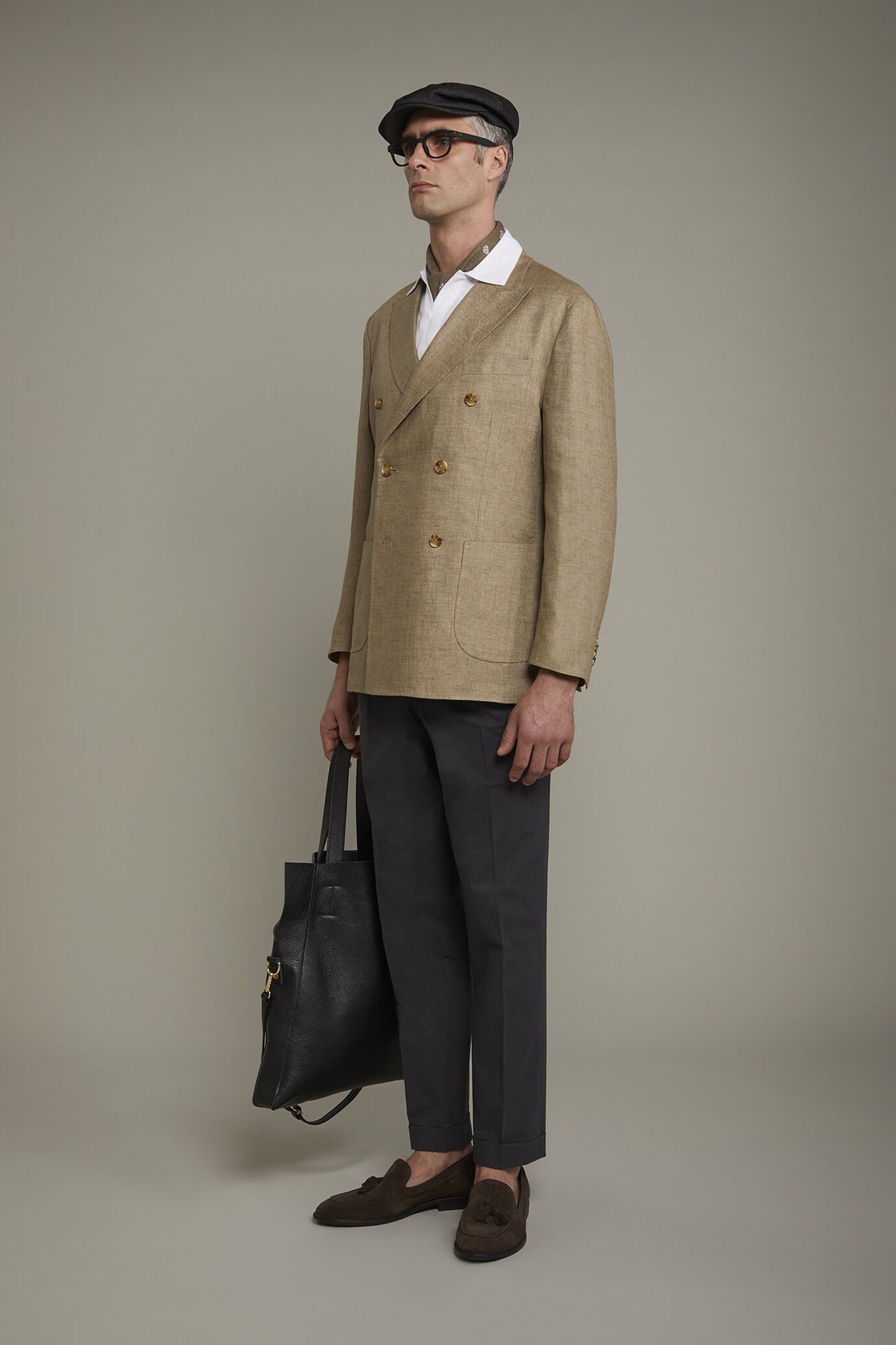 Veste croisée homme non doublée avec poches plaquées en 100 % lin coupe régulière image number 1