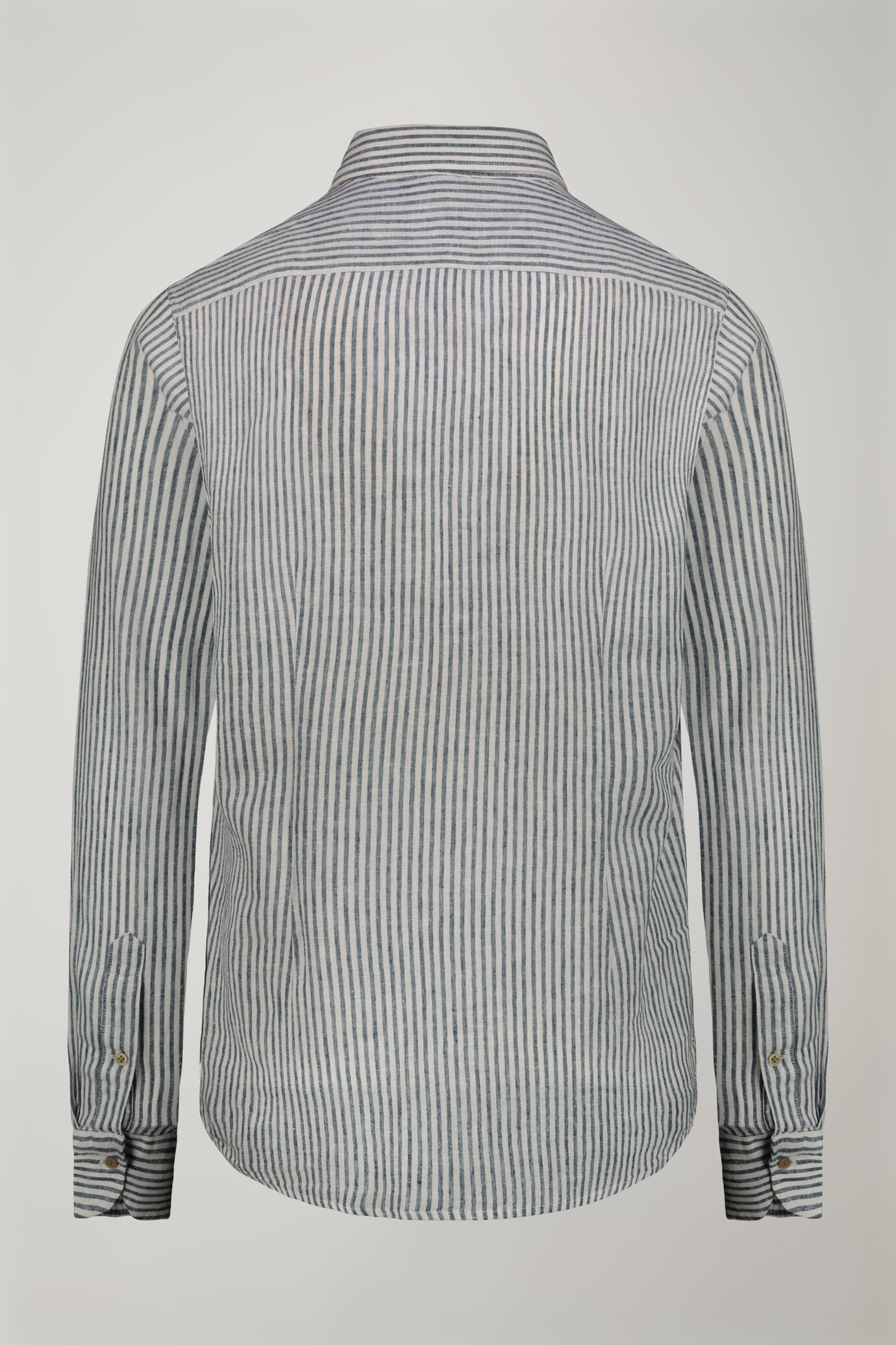 Camicia casual uomo collo classico in lino e cotone rigato comfort fit image number 6