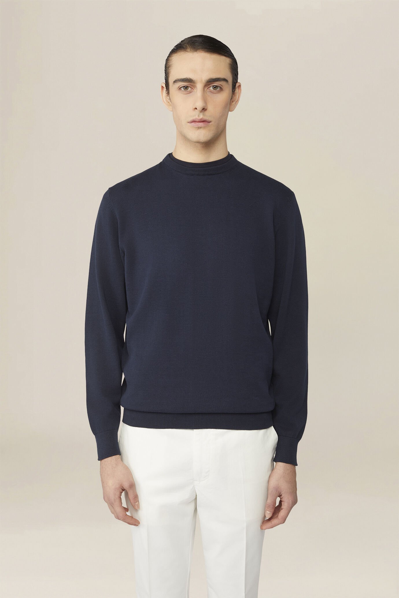 Pull col rond homme 100% coton bio-washed image number 0