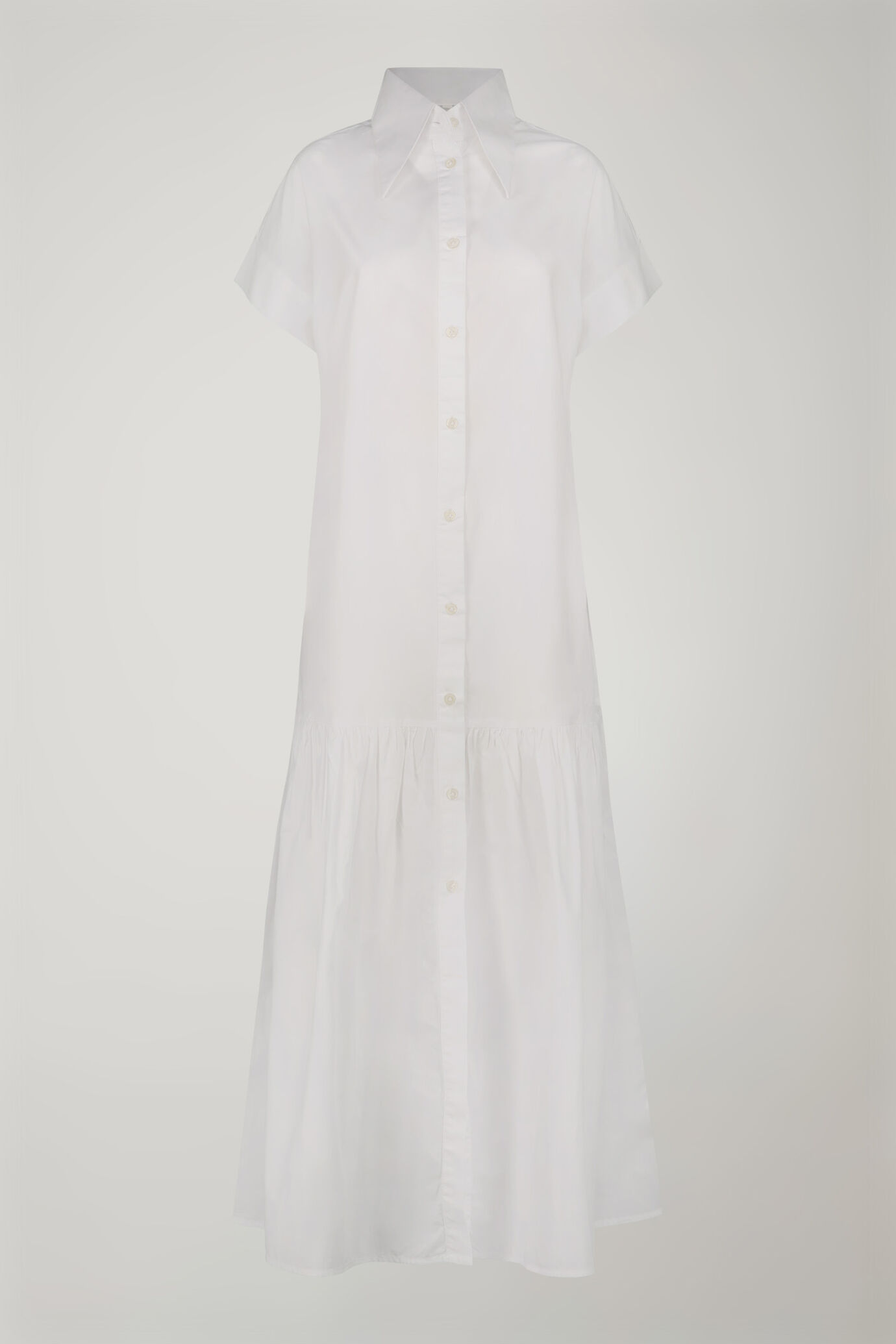 Robe longue pour femme en 100&nbsp;% coton uni, coupe r&eacute;guli&egrave;re image number 0