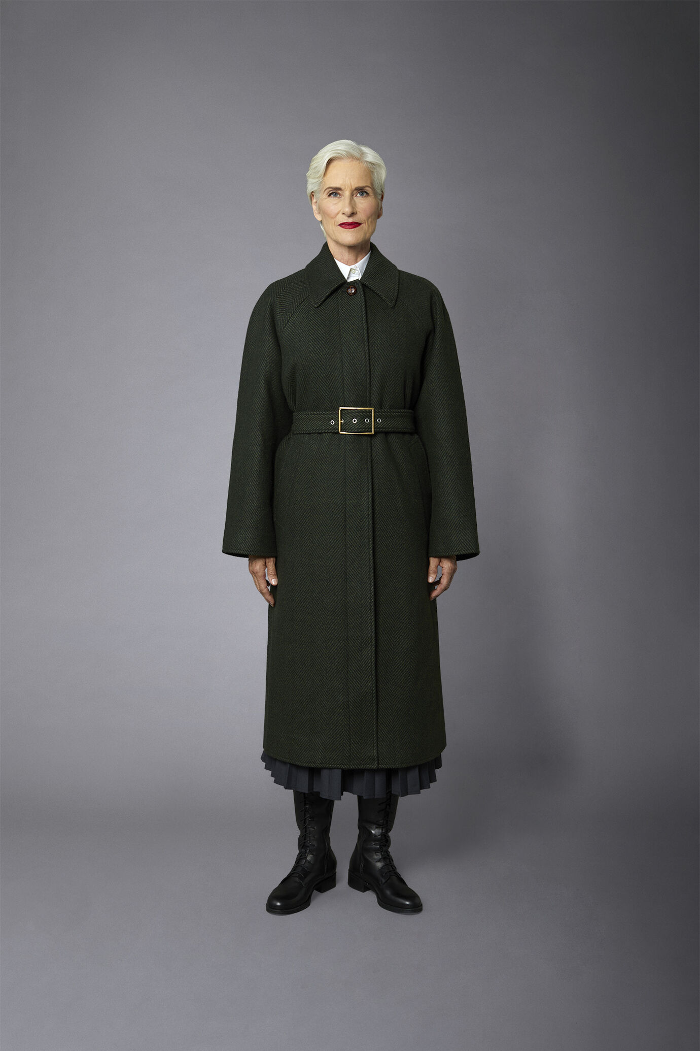 Cappotto donna monopetto tessuto spinato misto lana image number 2