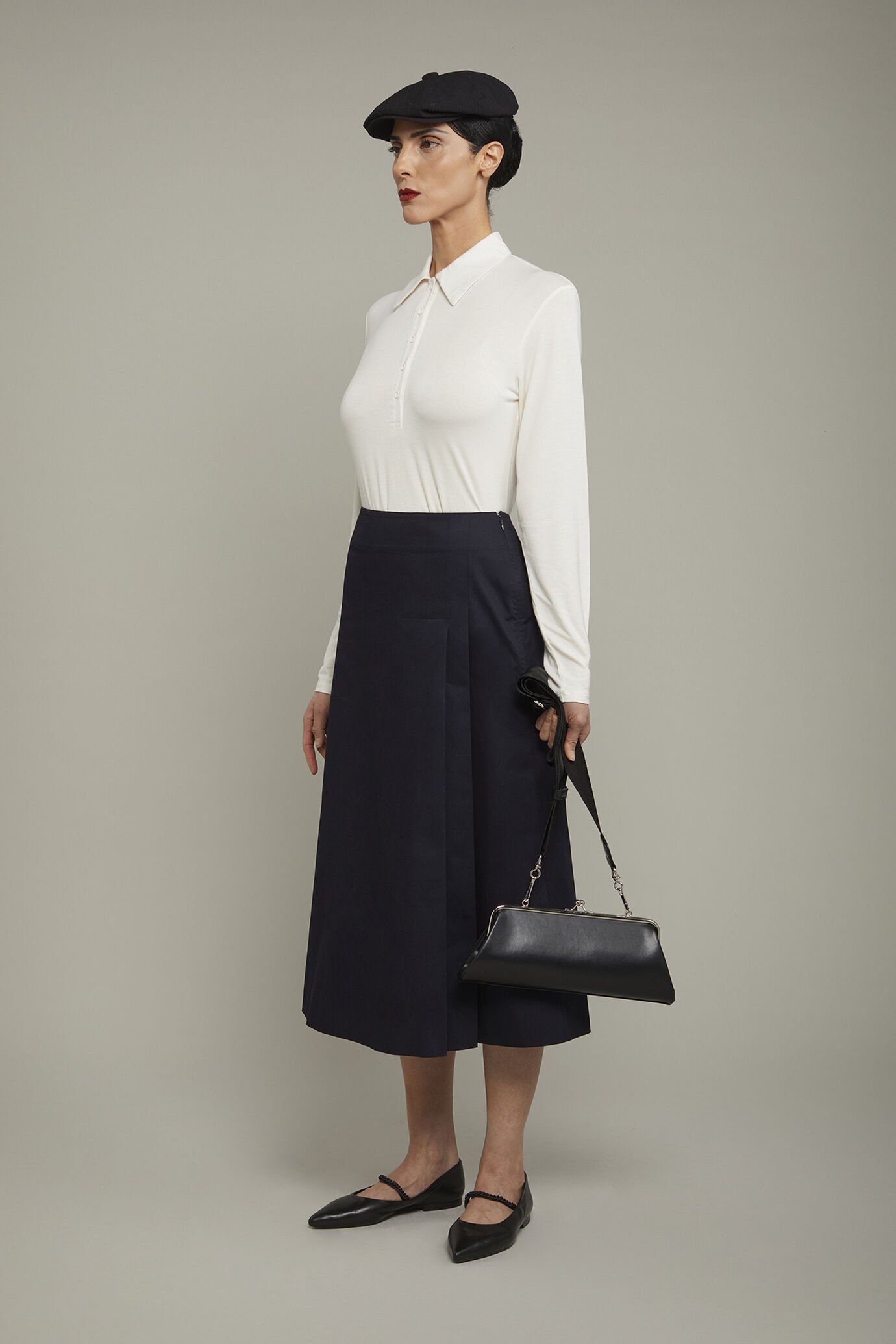 Women&rsquo;s solid color long sleeve polo shirt in Jersey Cotton image number 1