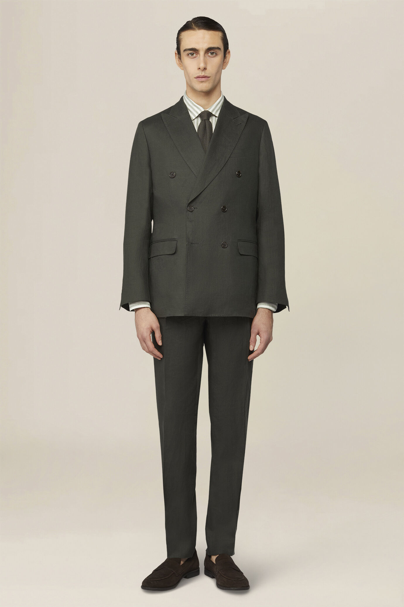 Abito uomo doppiopetto 100% lino regular fit image number 1
