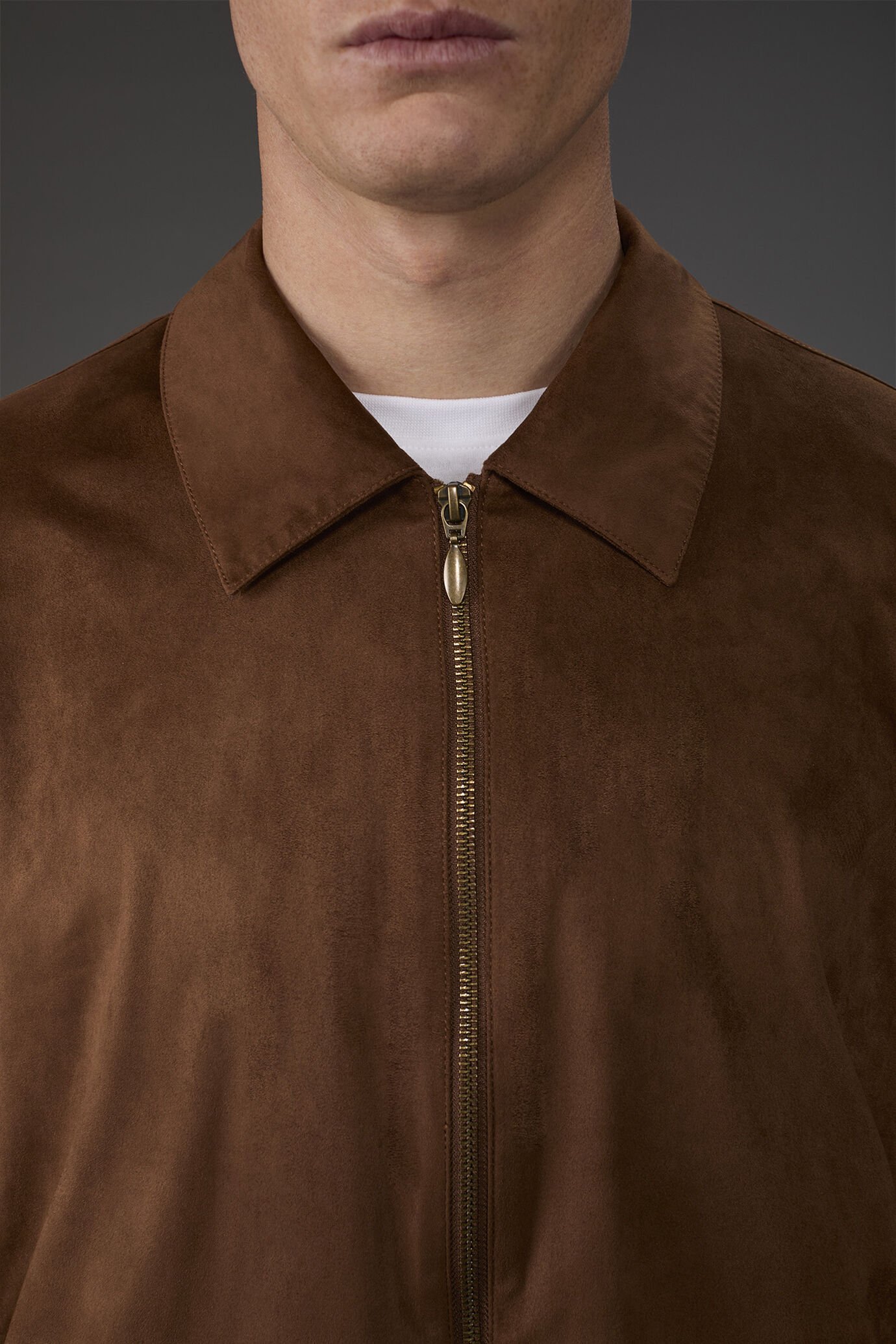 Veste homme non doublée en tissu aspect suède image number 3