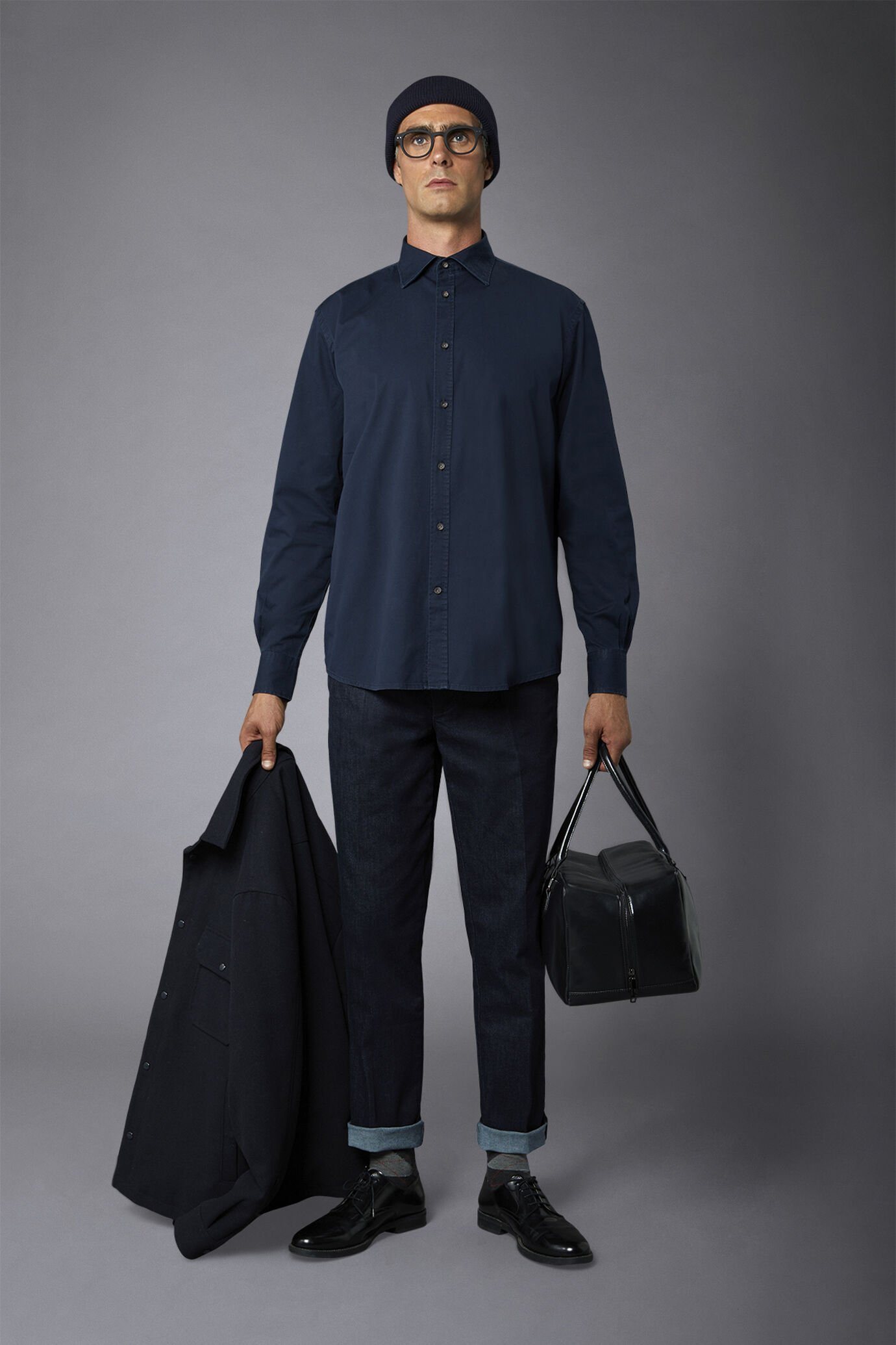 Chemise décontractée col français coupe confortable tissu gabardine image number 0