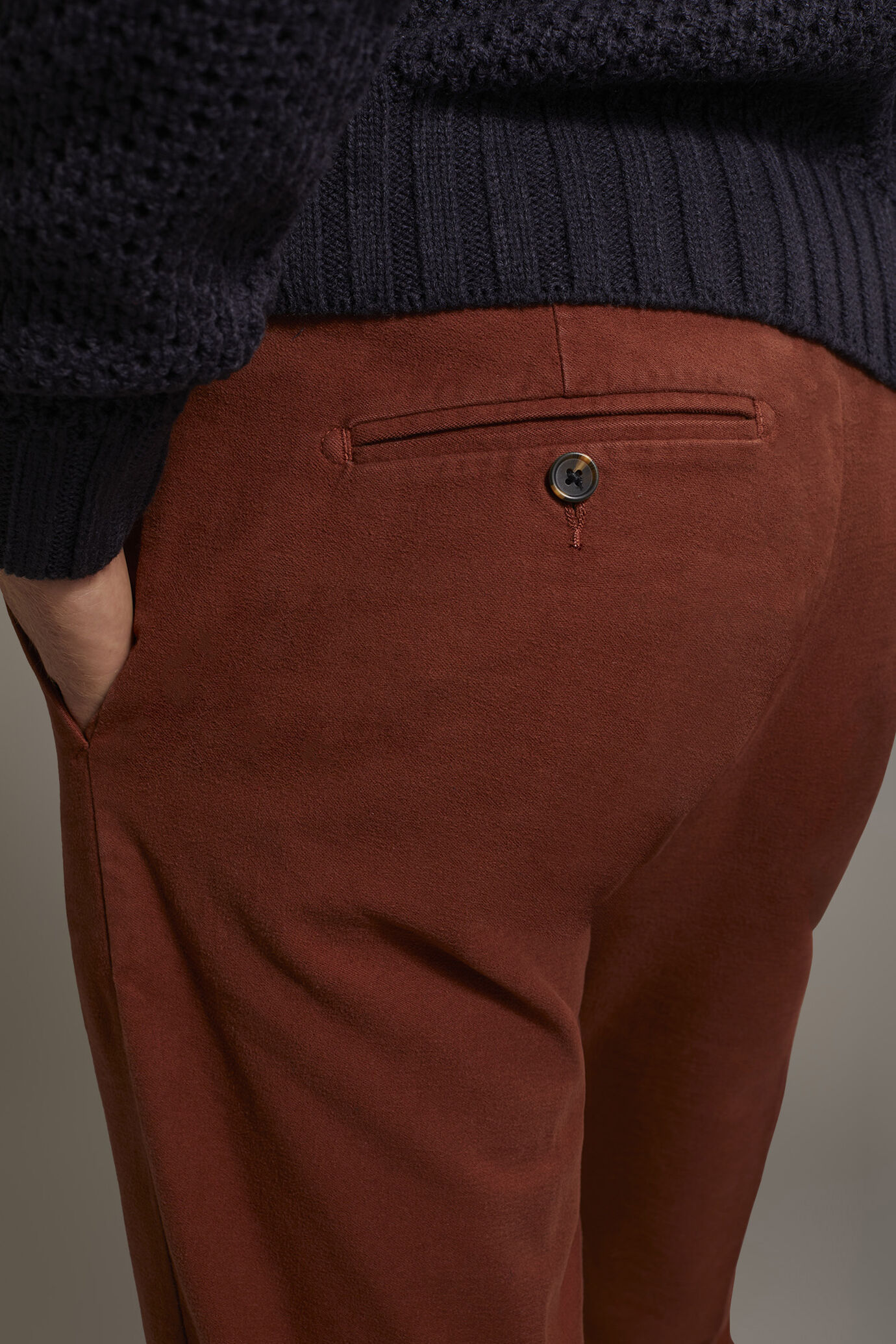 Regular fit chino trousers in moleskin fabric image number 4
