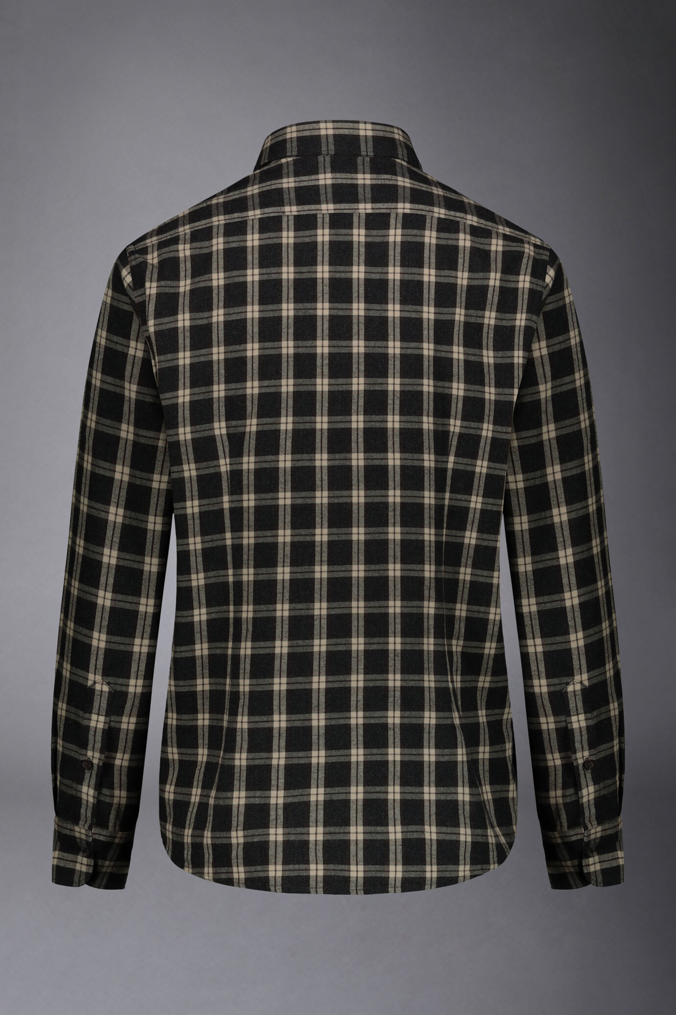 Men's casual french collar comfort fit shirt flannel fabric checked pattern image number 5