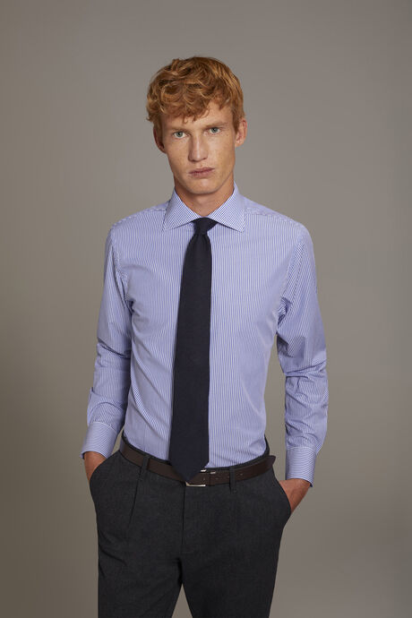 Classic shirt with french collar classic fit yarn-dyed striped fabric