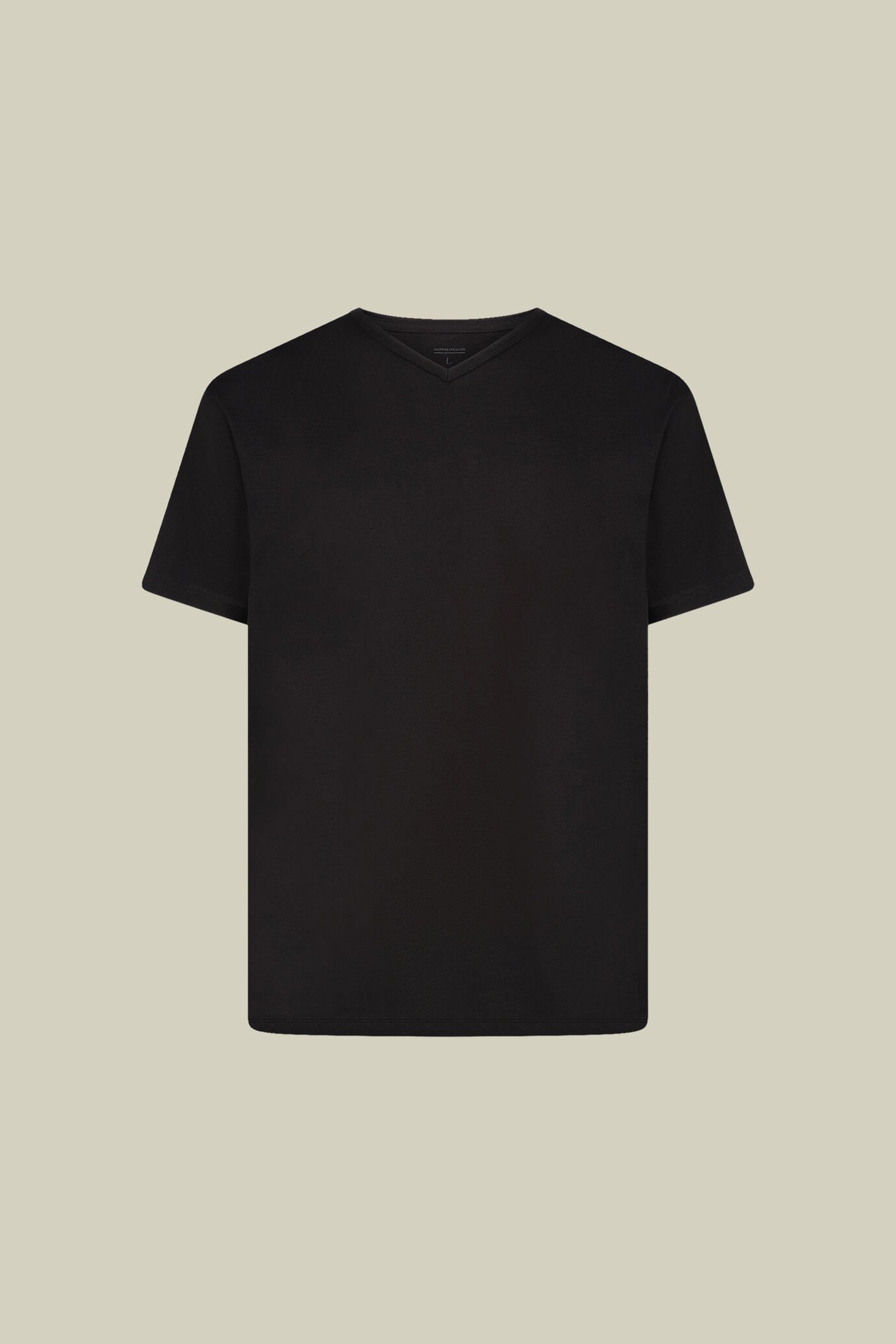 Men's regular fit short-sleeved V-neck T-shirt in 100% cotton slub