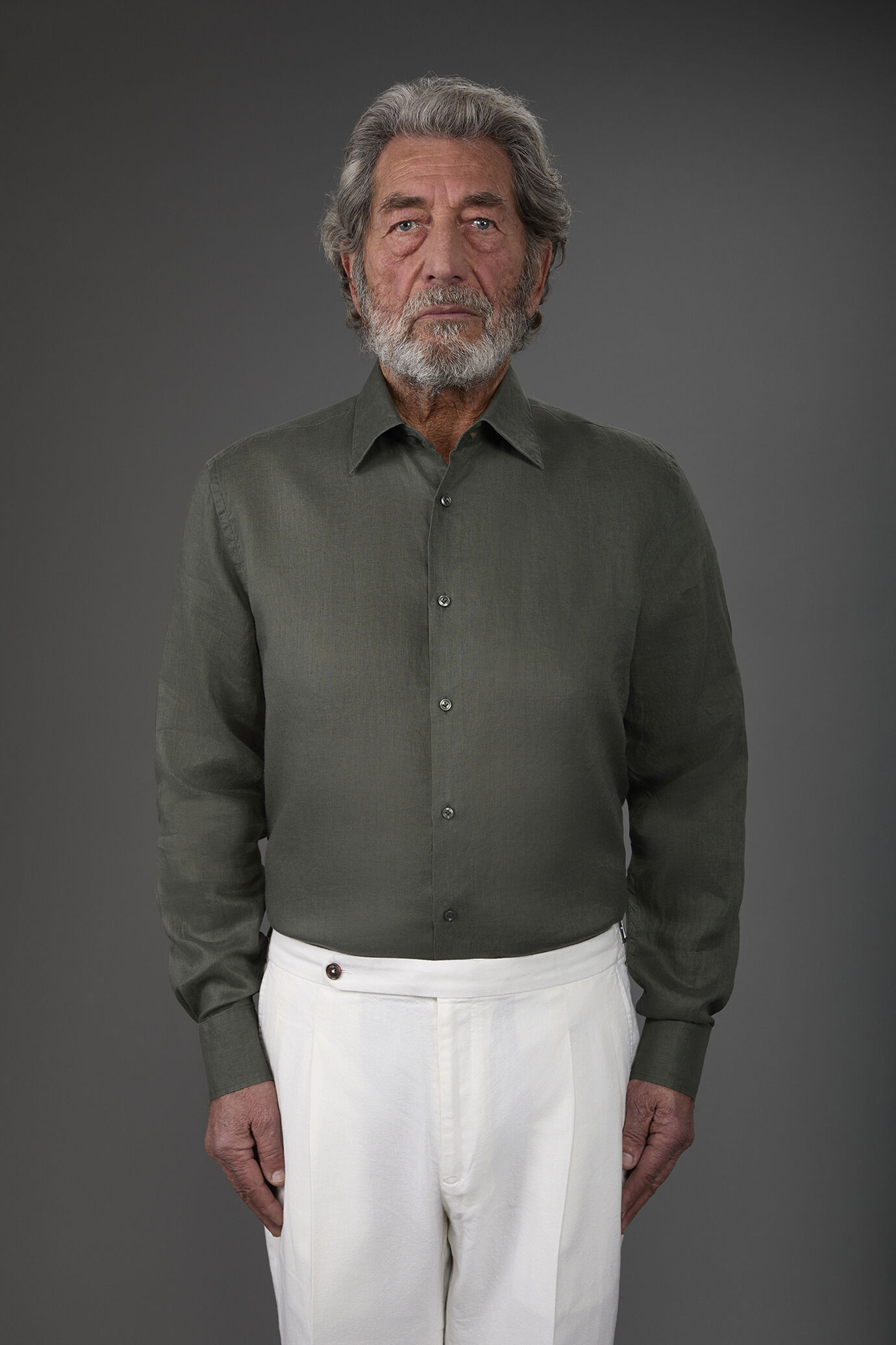 Men's casual shirt with classic collar, 100% linen image number 0