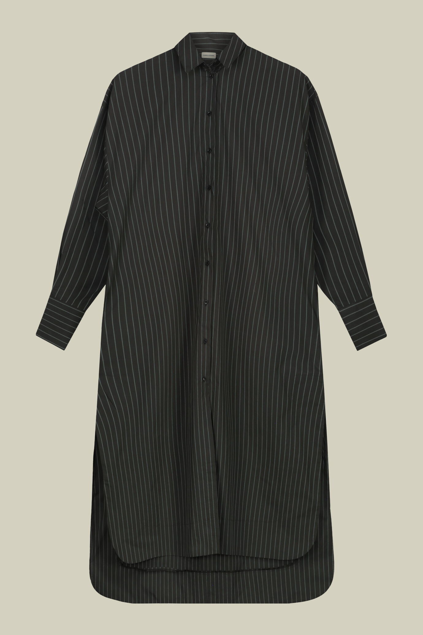 Hemdblusenkleid für Damen aus garngefärbtem, gestreiftem Stoff
